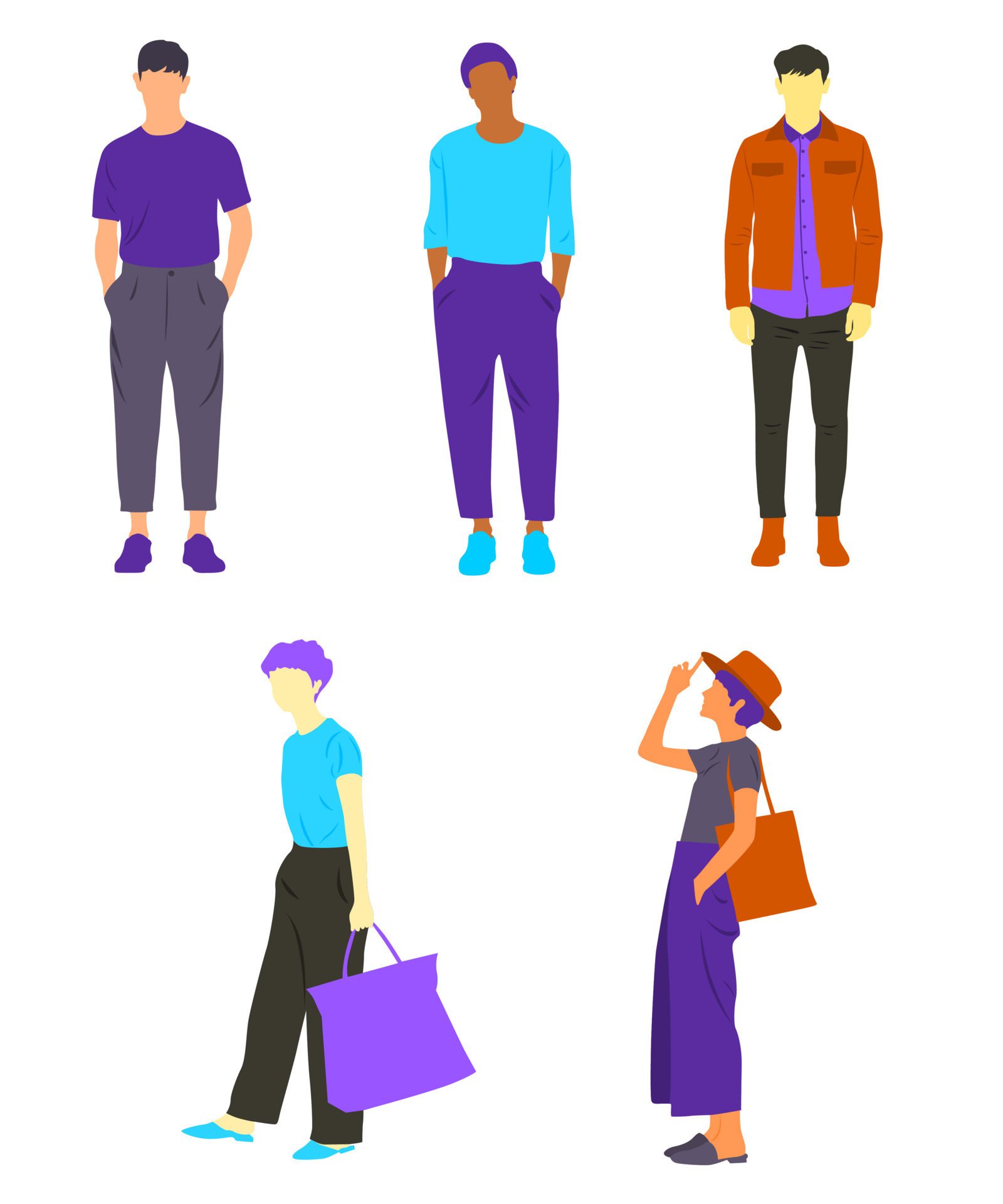 Set of female and male style vector illustration Free Vector and Free SVG