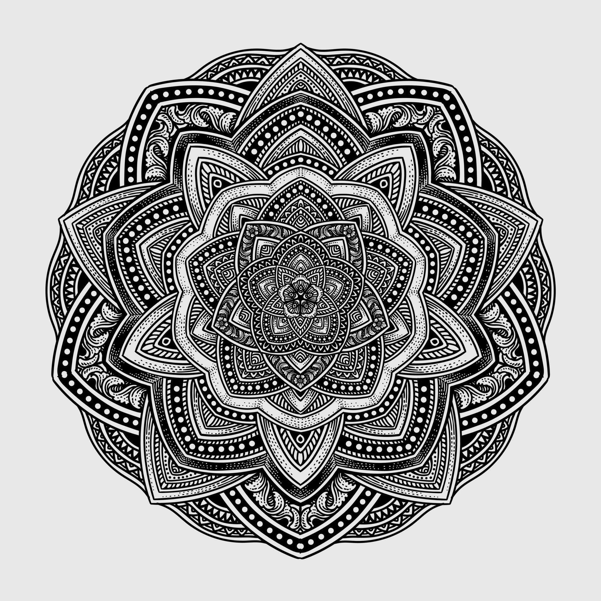 Beautiful floral pattern mandala art isolated on a black background – Eps 10 Stock Free