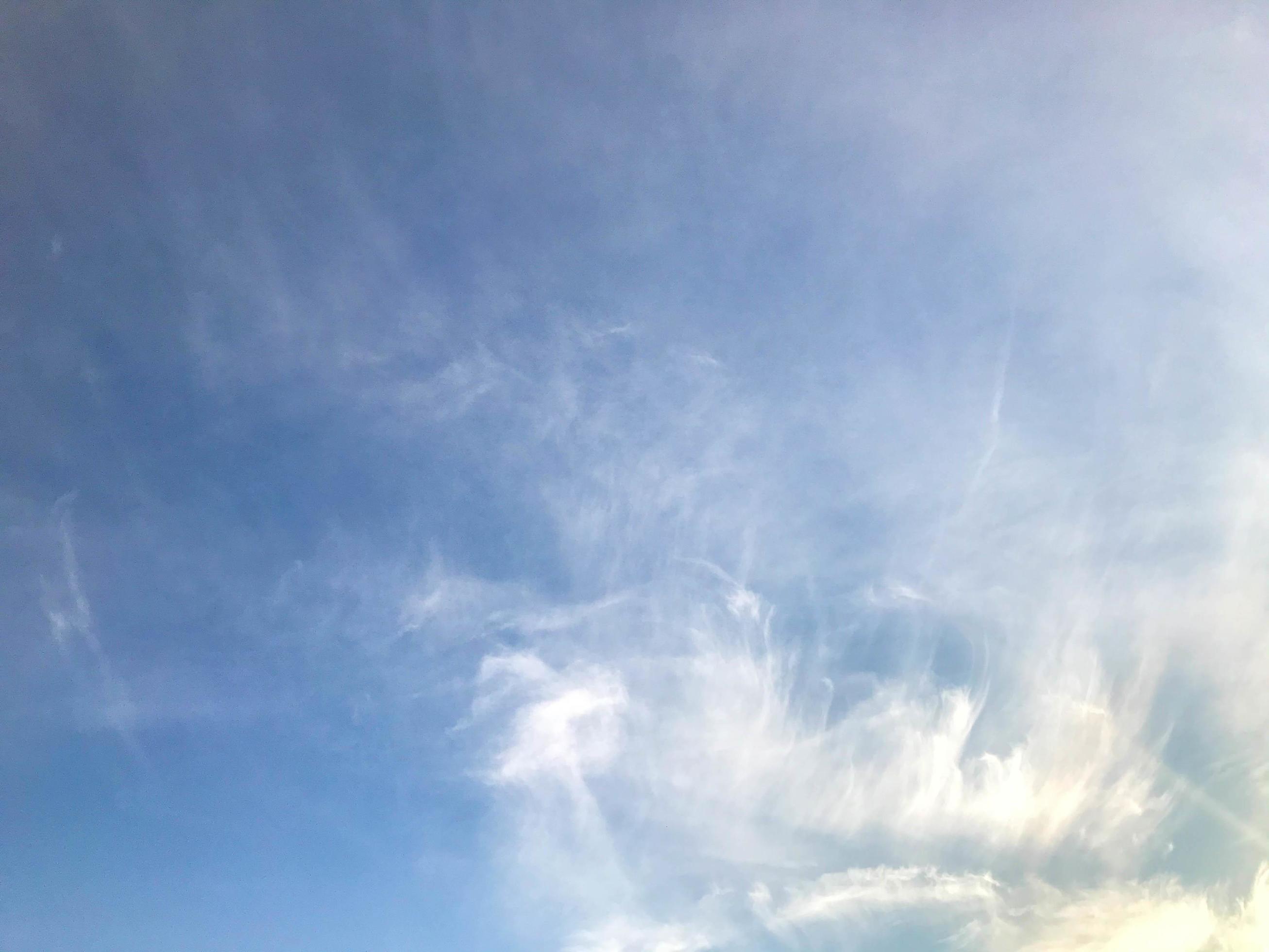 blue sky with white clouds. natural phenomenon, beautiful clouds. watercolor sky, inspiration like brush painted sky. amazing natural picture Stock Free