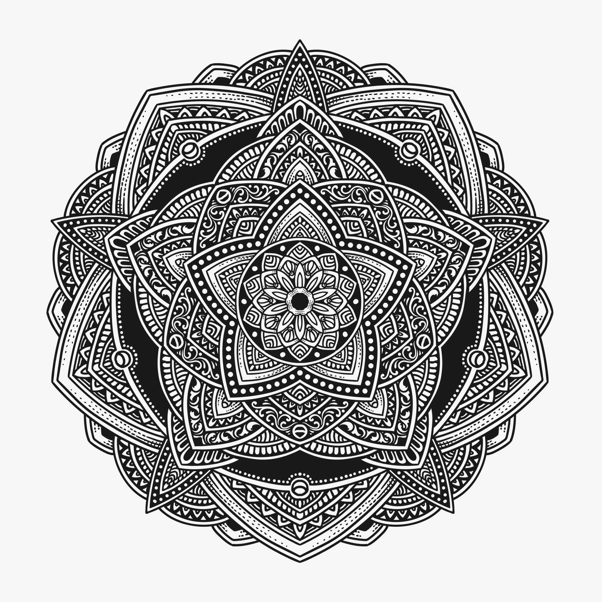 Beautiful floral pattern mandala art isolated on a black background – Eps 10 Stock Free