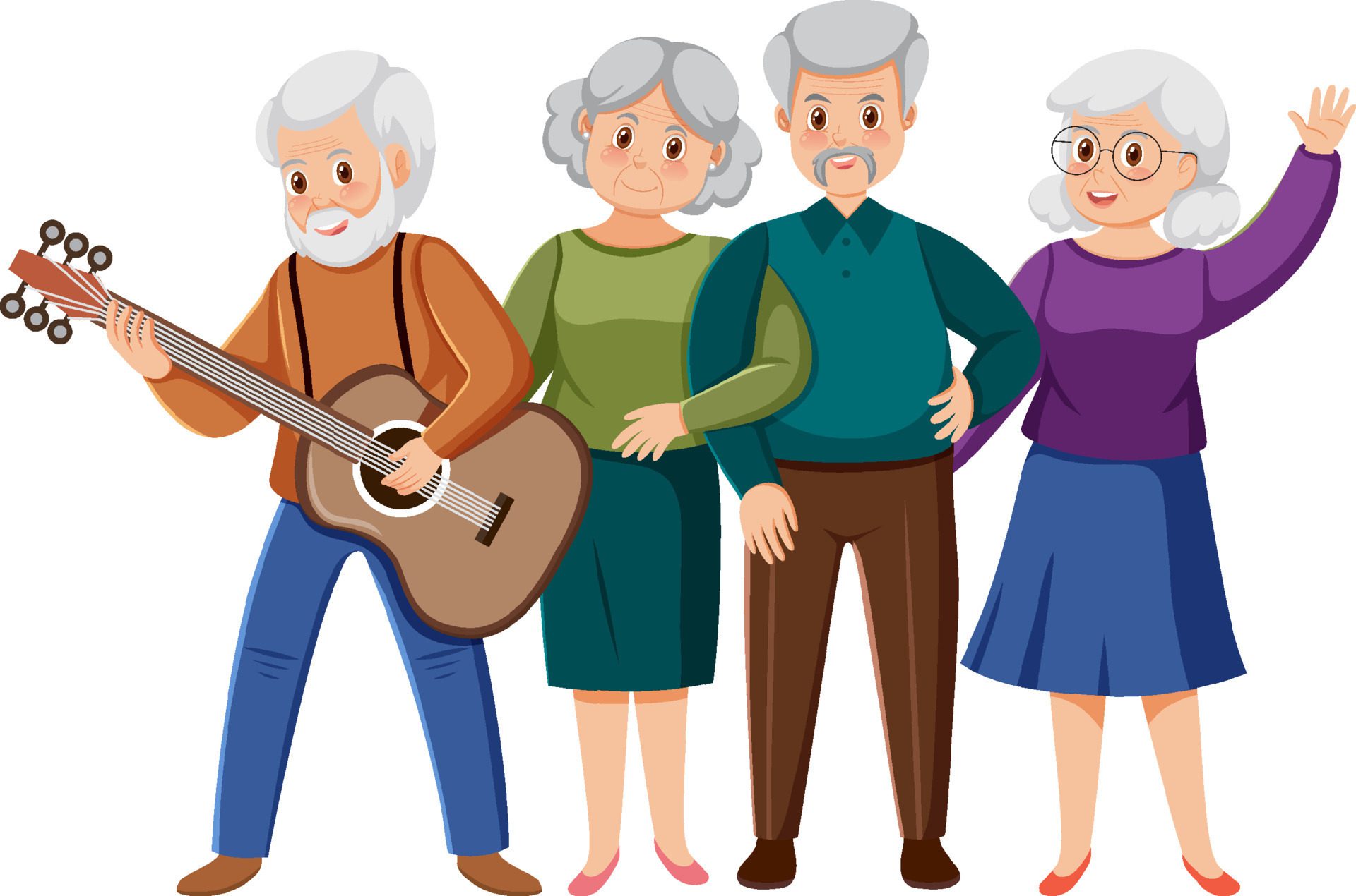 Senior people playing musical instrument Free Vector