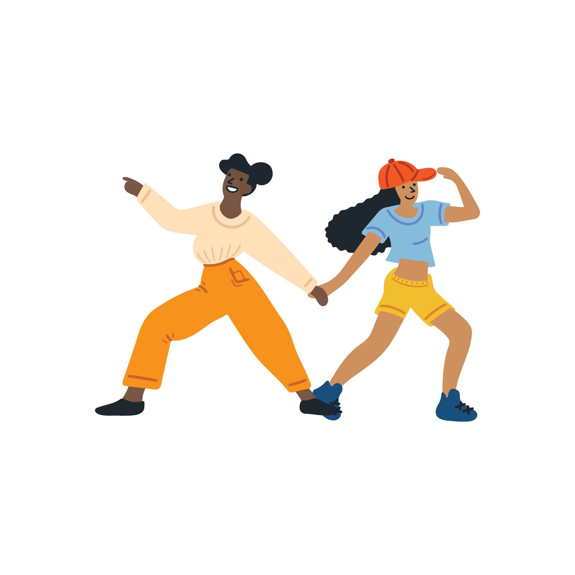 two people dancing together flat illustration style Free Vector