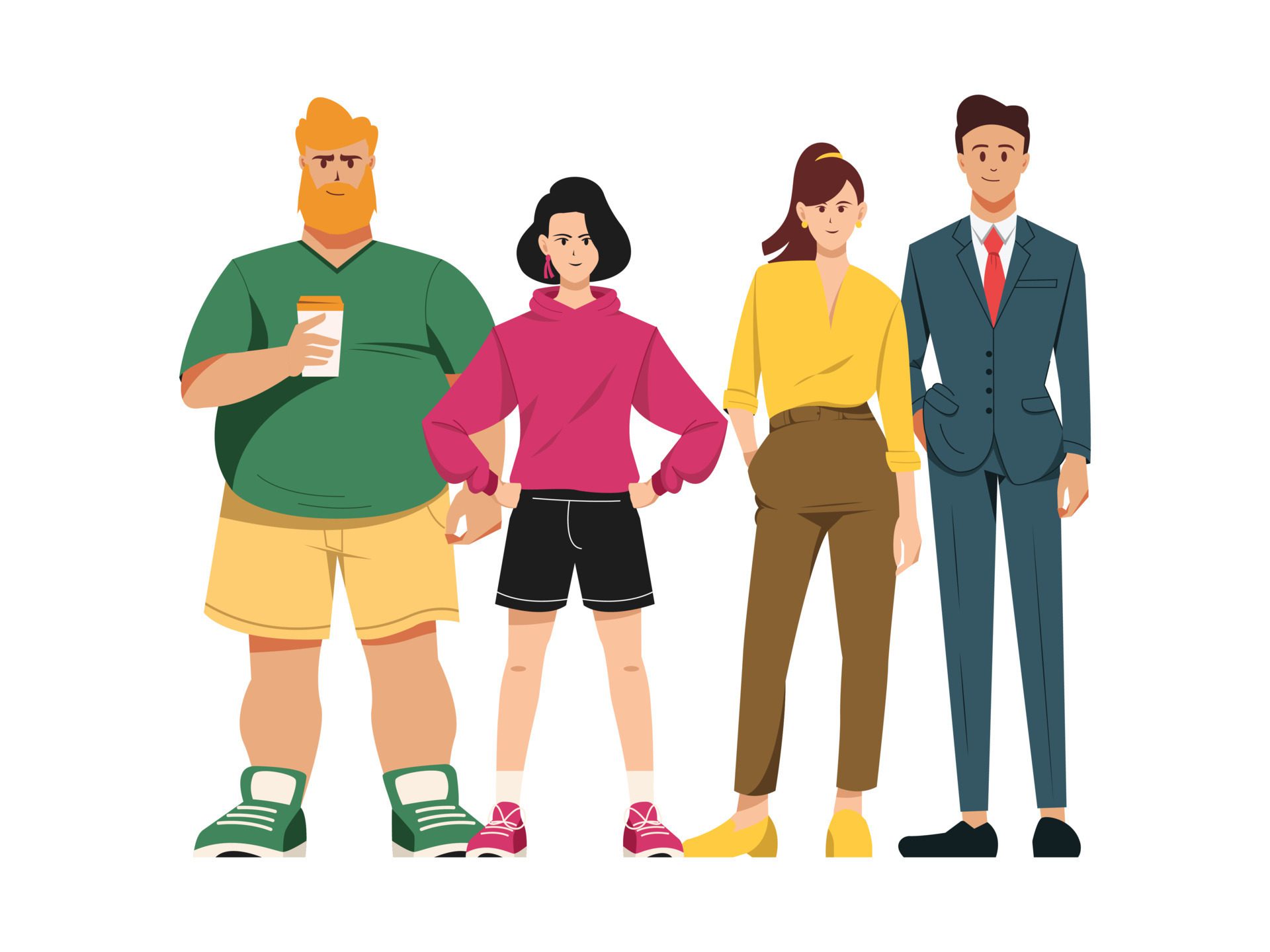 group of people standing together, community and togetherness concept Free Vector