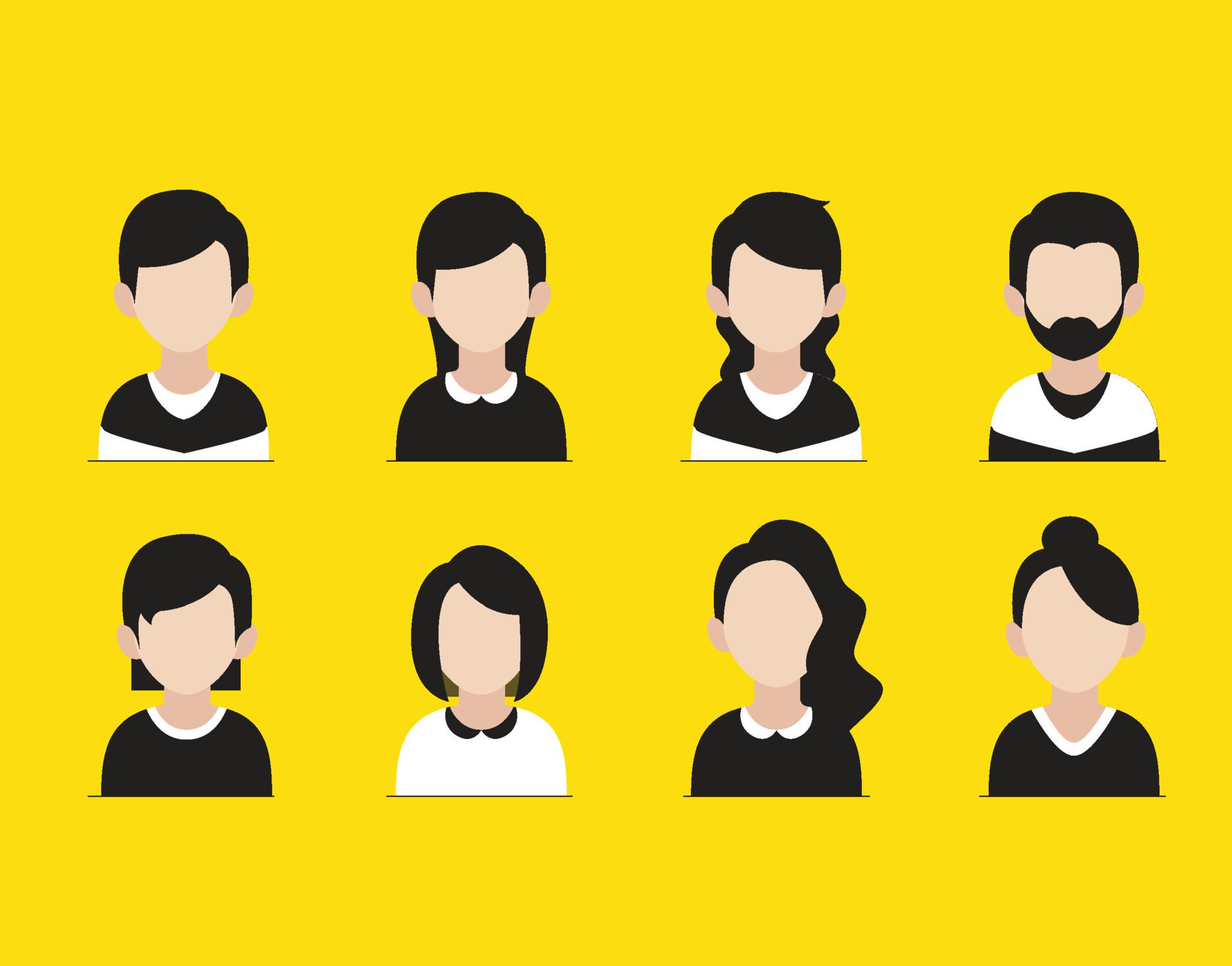 people hairstyle flat icons Free Vector