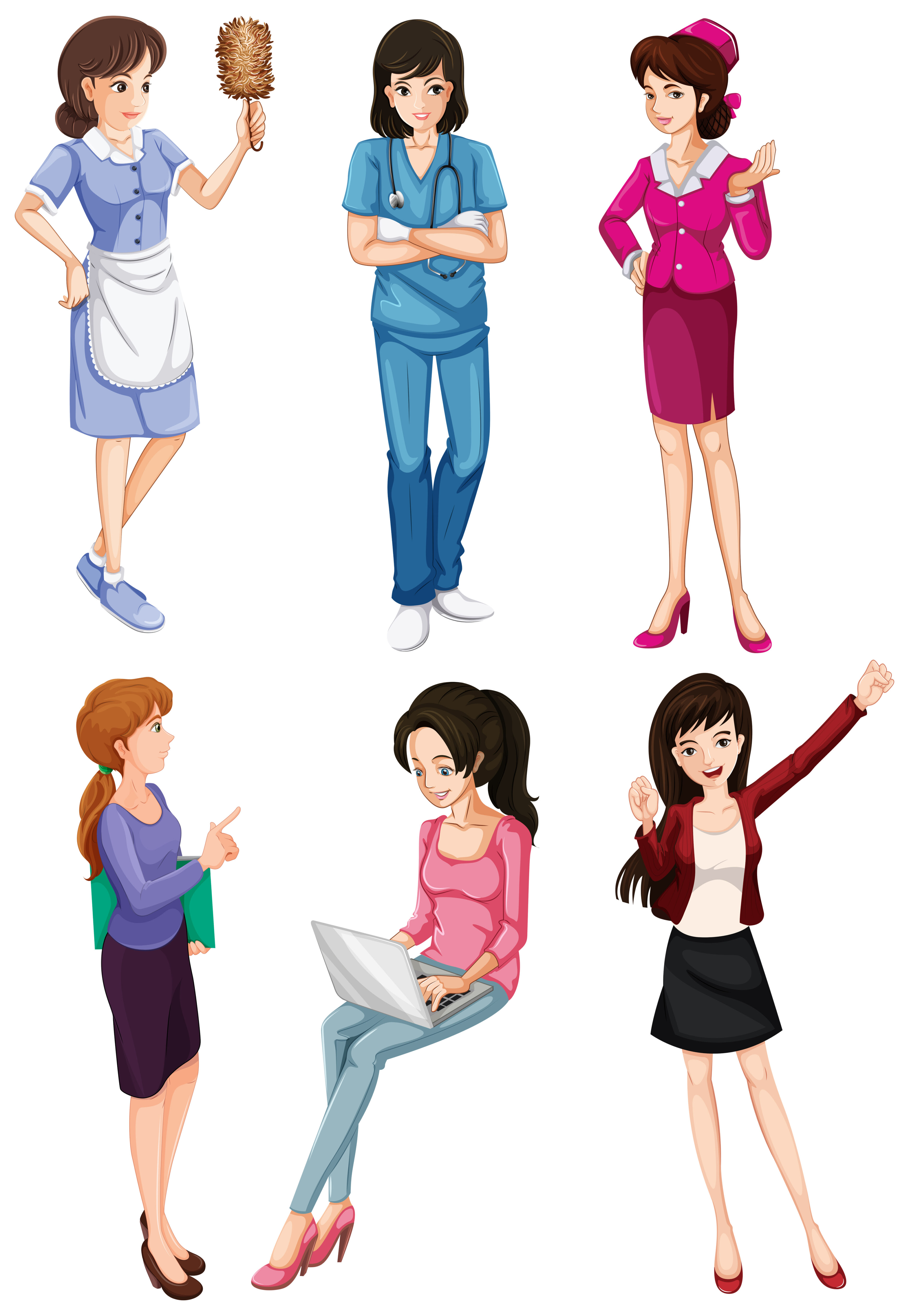 Ladies with different professions Free Vector