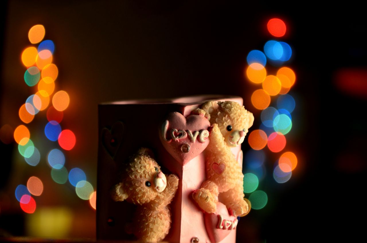 Bokeh Lights Love Teddy Stock Free