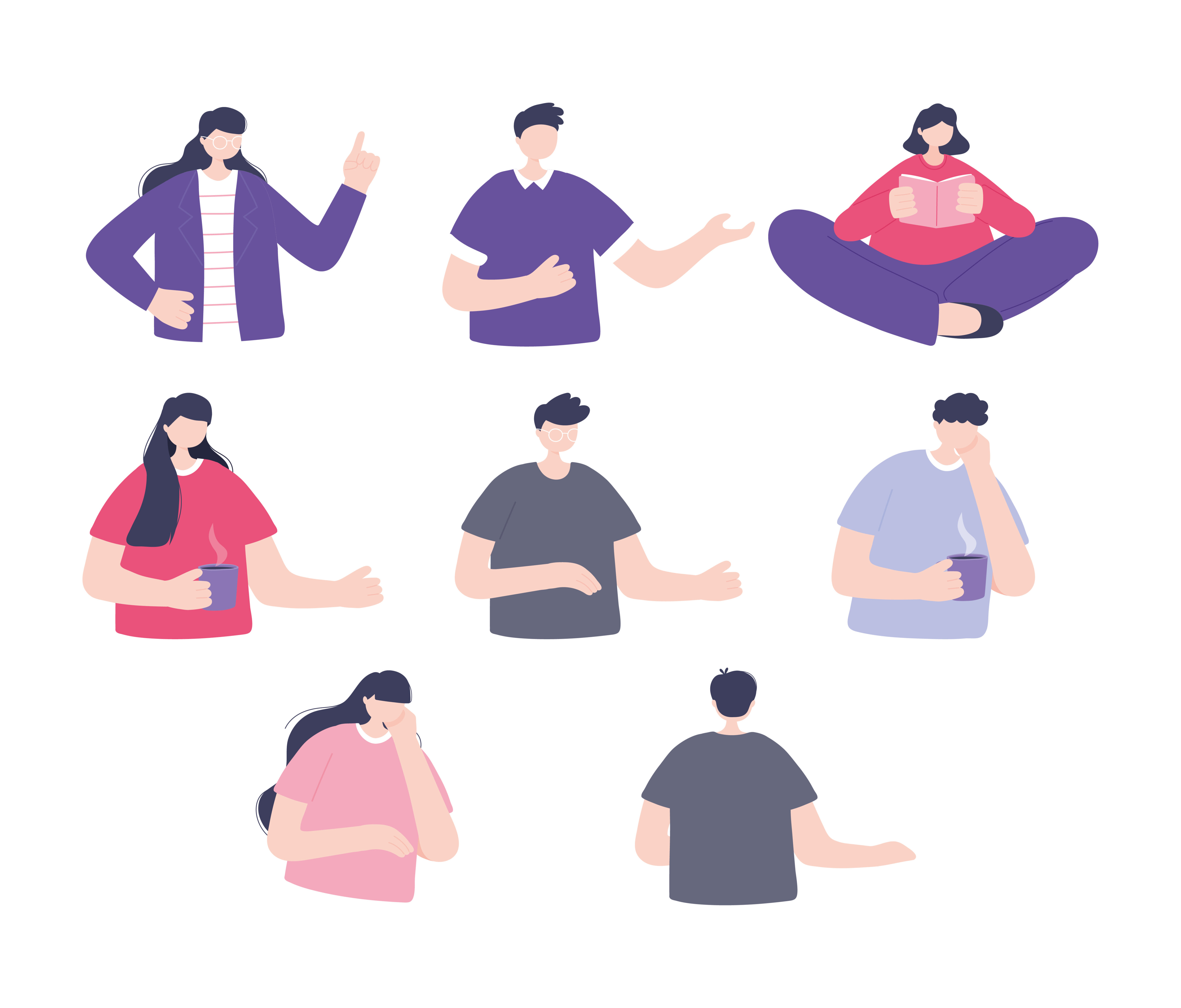 Set of people doing different activities Free Vector