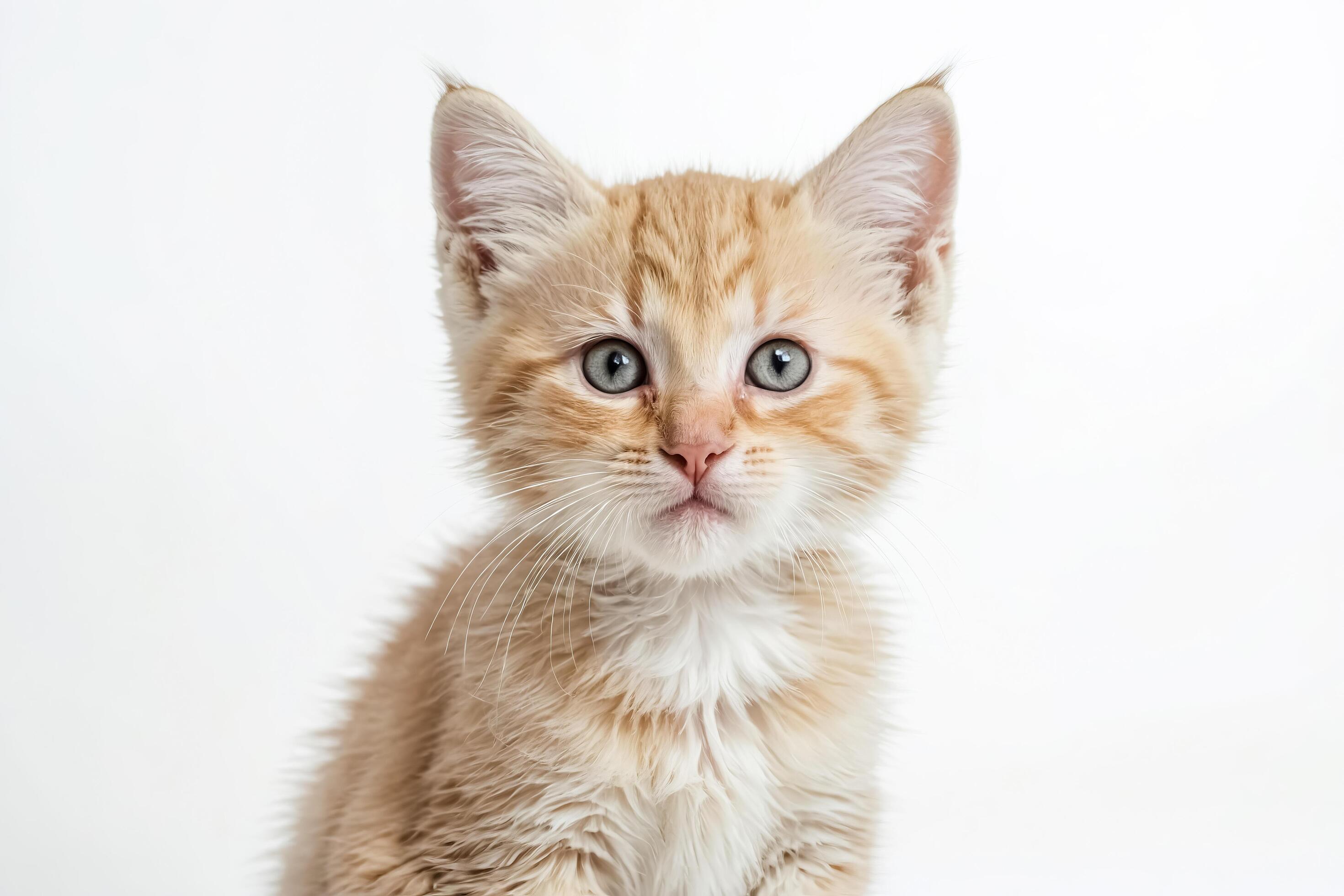 Adorable Orange Tabby Kitten on White Background Stock Free