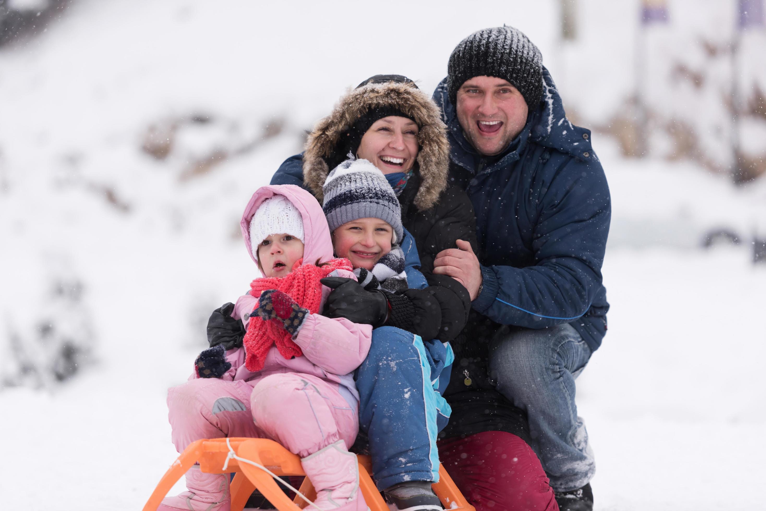 family portrait on winter vacation Stock Free