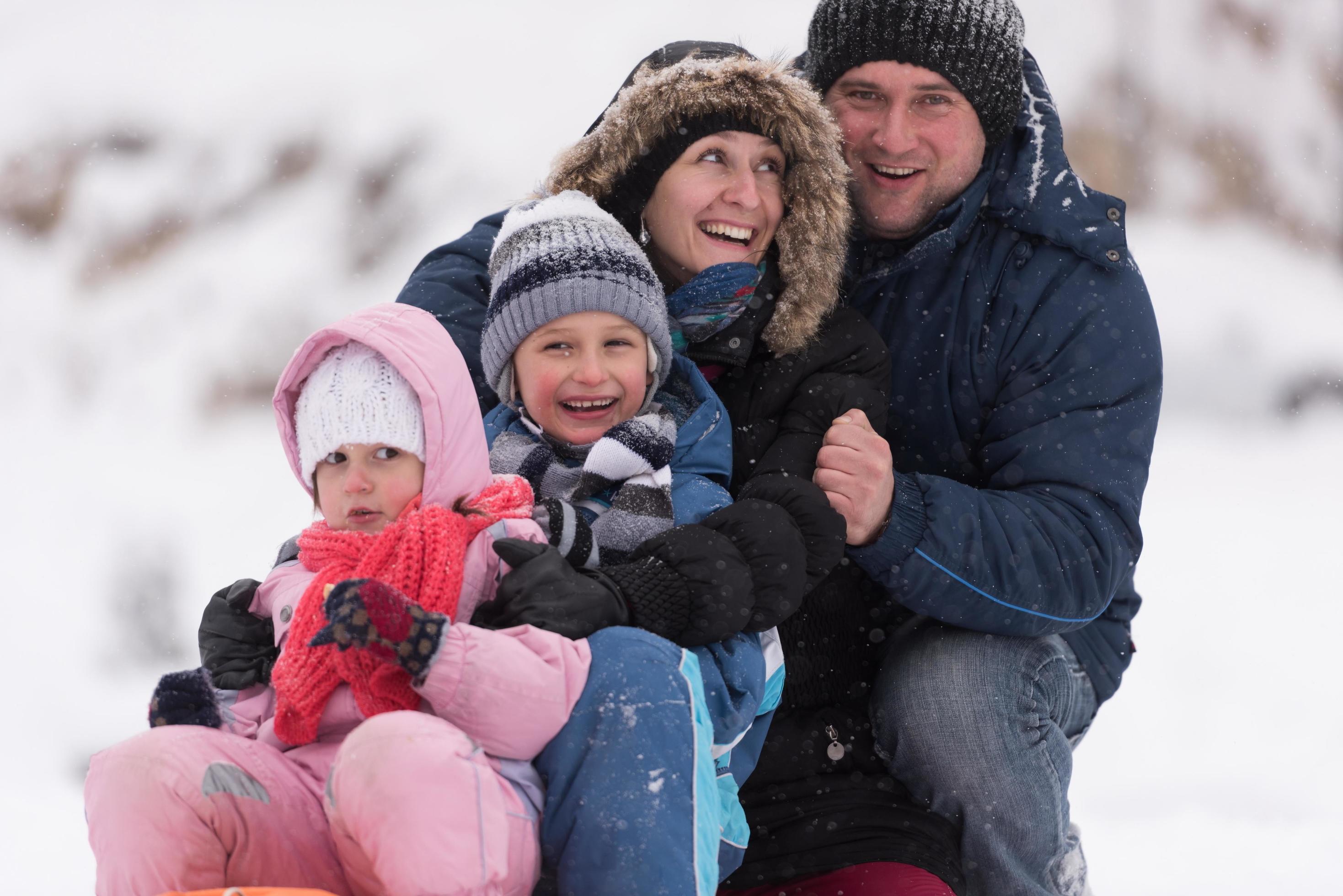 family portrait on winter vacation Stock Free