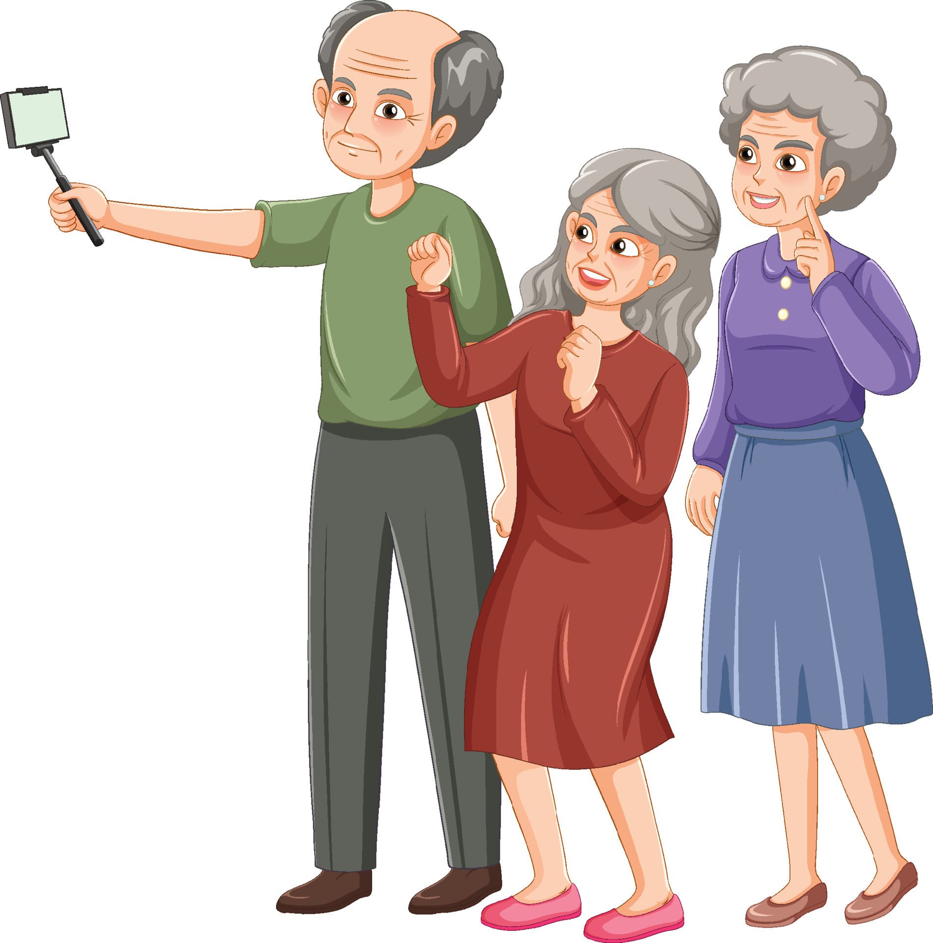 Group of elderly people taking selfie Free Vector