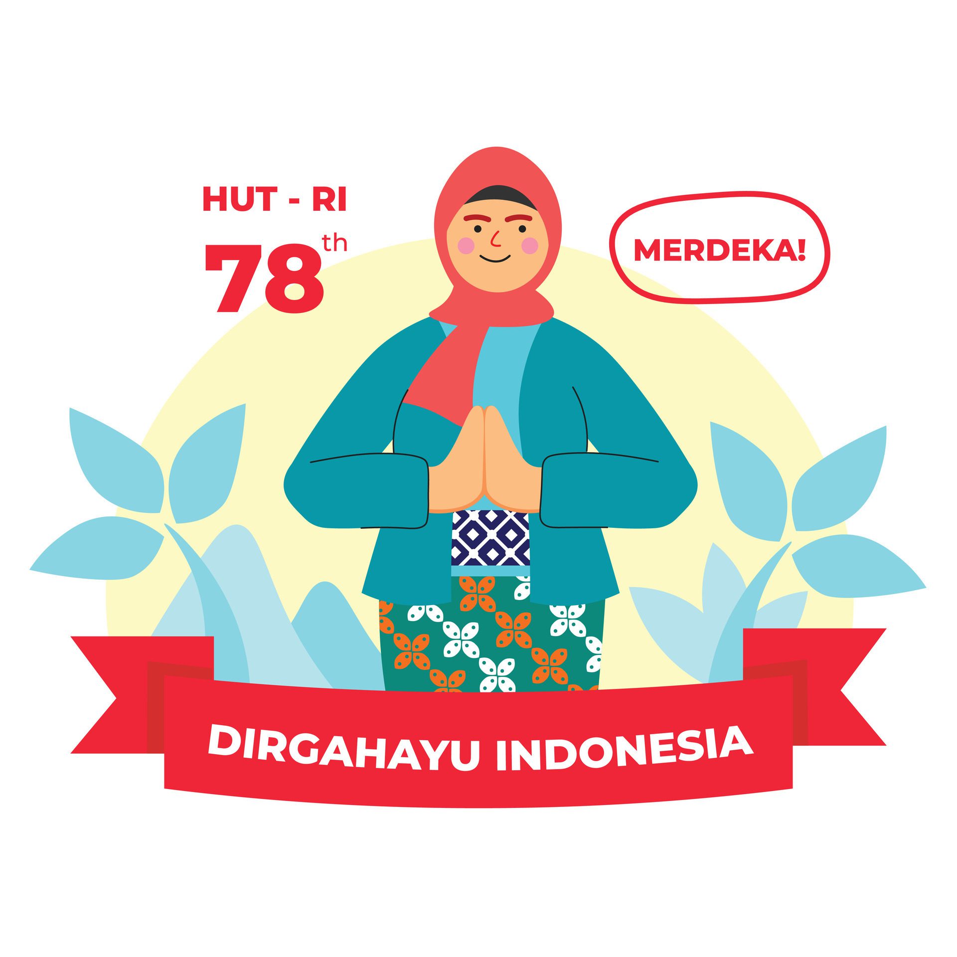 Vector flat illustration people celebrating indonesian independence day Free Vector