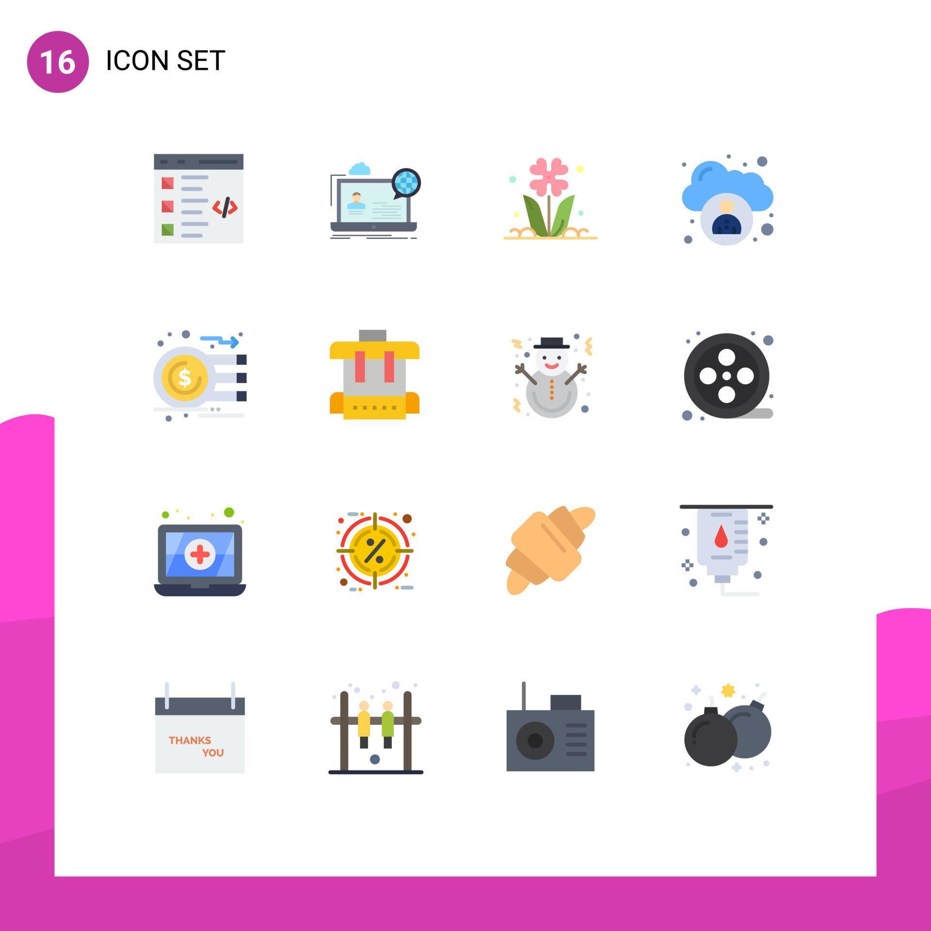 Universal Icon Symbols Group of 16 Modern Flat Colors of user administration seminar rose flower Editable Pack of Creative Vector Design Elements Stock Free