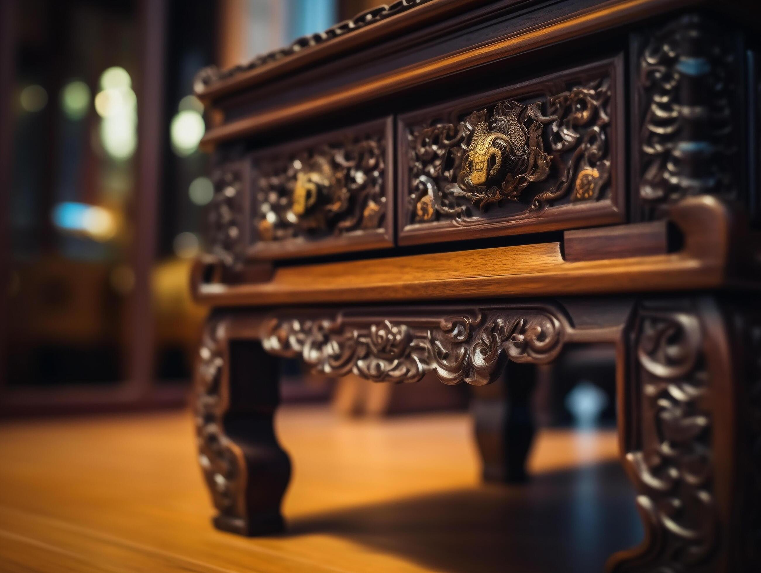 Chinese furniture with classical ornaments Stock Free