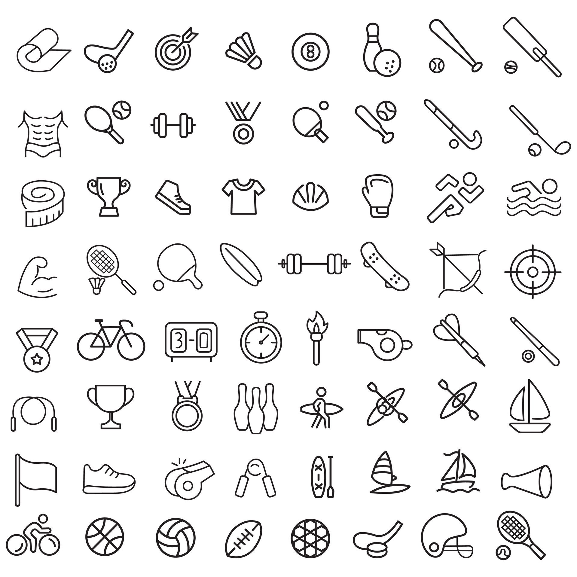 Sports icon set. Shapes Sports, Sports icon collection, Active lifestyle people and icon set, runners active lifestyle icons. Free Vector