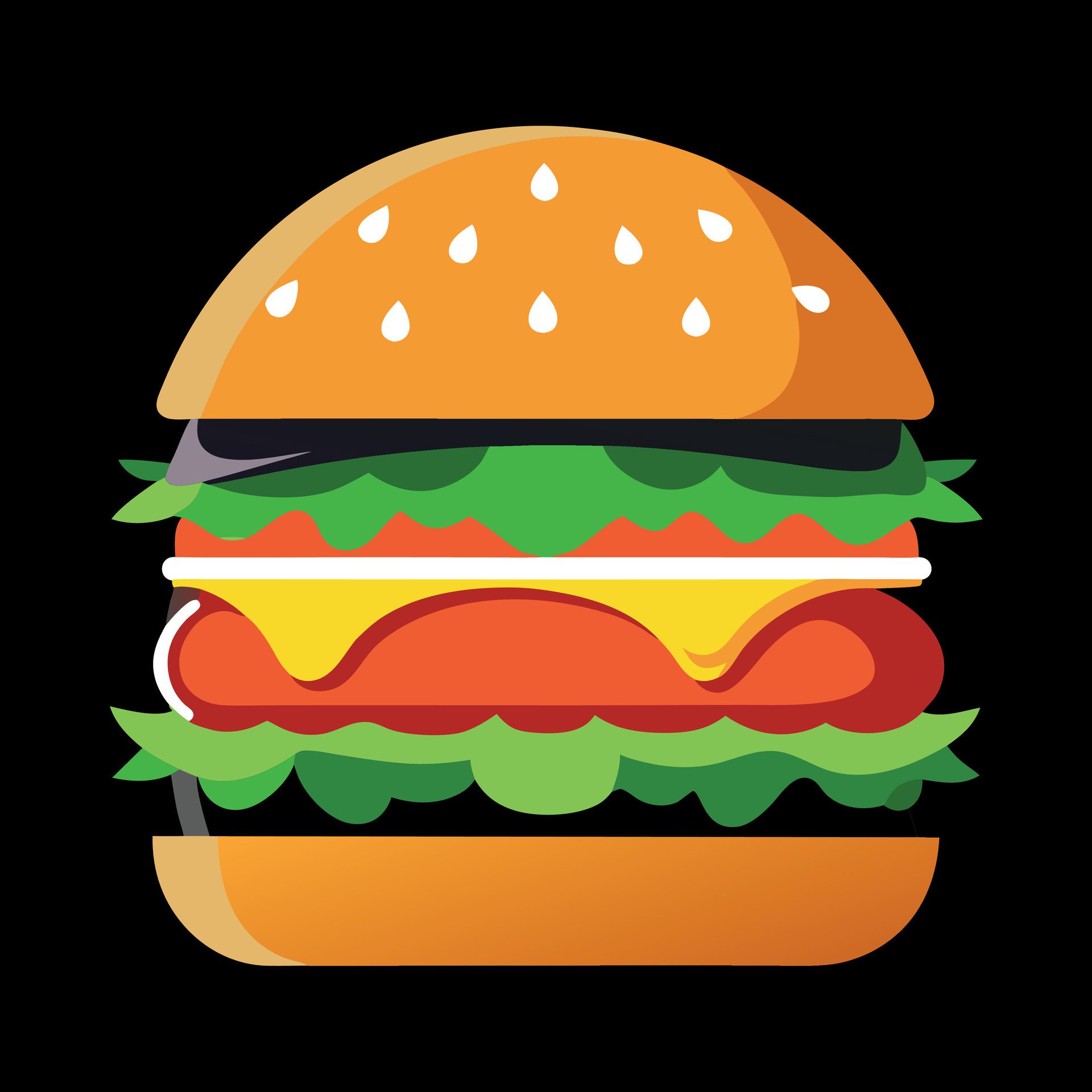 Hamburger on black background generated by AI Free Vector