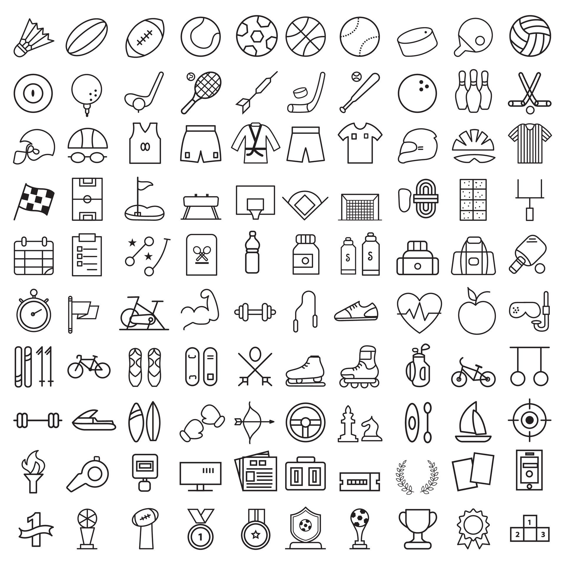 Sports icon set. Shapes Sports, Sports icon collection, Active lifestyle people and icon set, runners active lifestyle icons. Free Vector