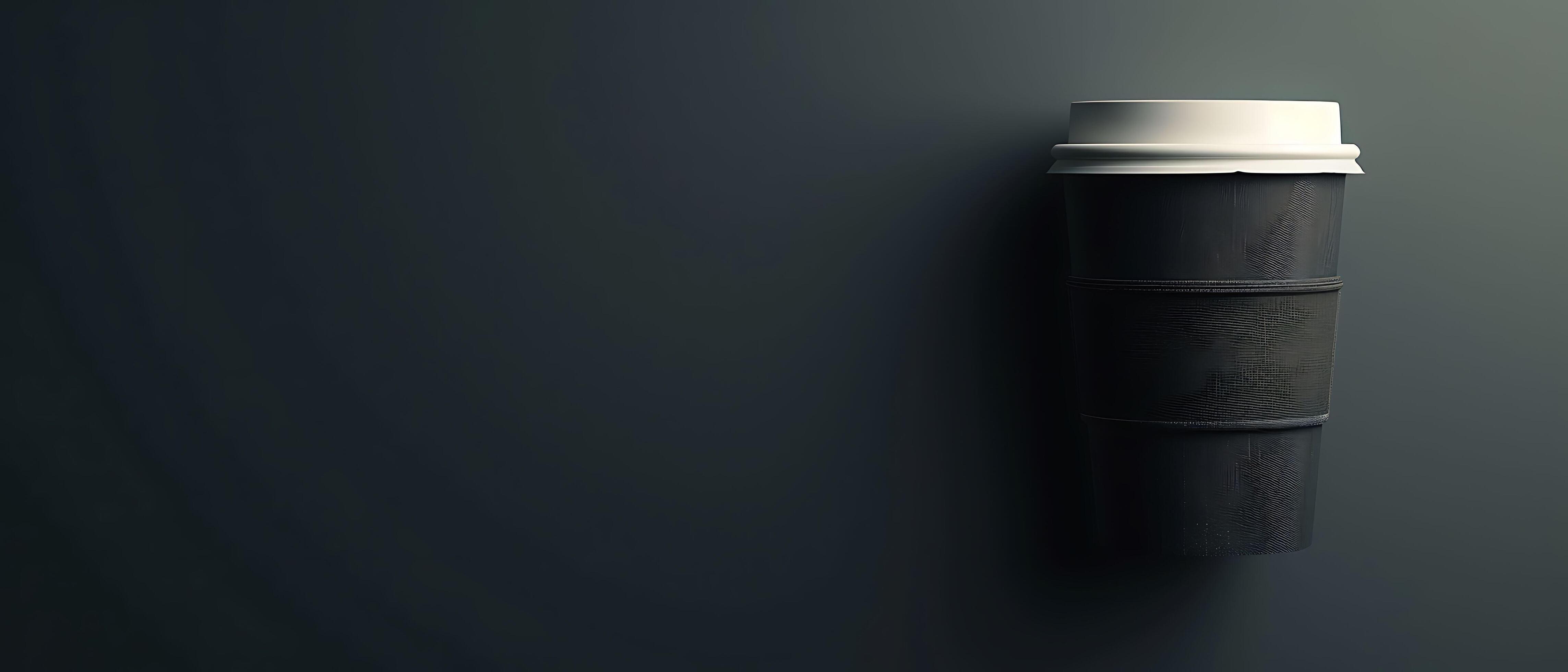 Modern Minimalism Sleek Coffee Cup on Dark Gradient Background with Copy Space Stock Free