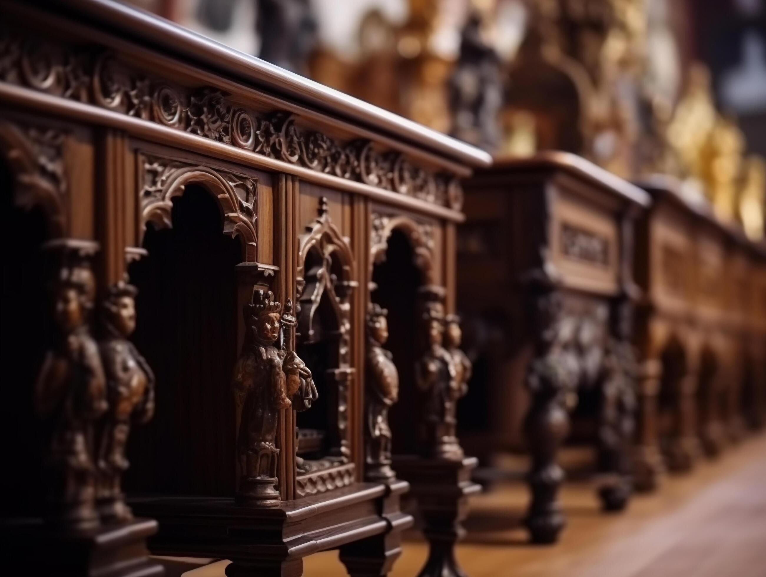 Catholic furniture with classical ornaments Stock Free