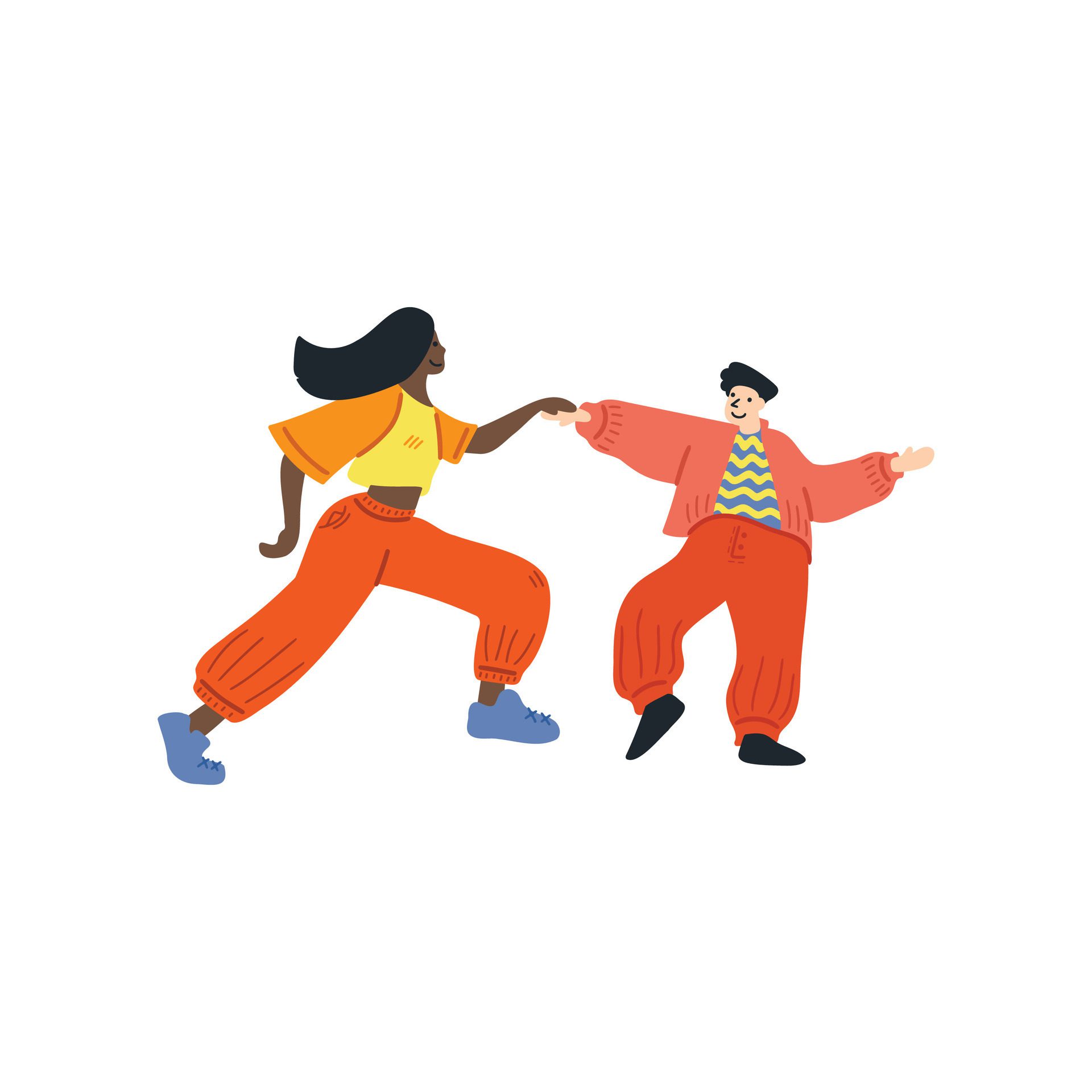 two people dancing together flat illustration style Free Vector