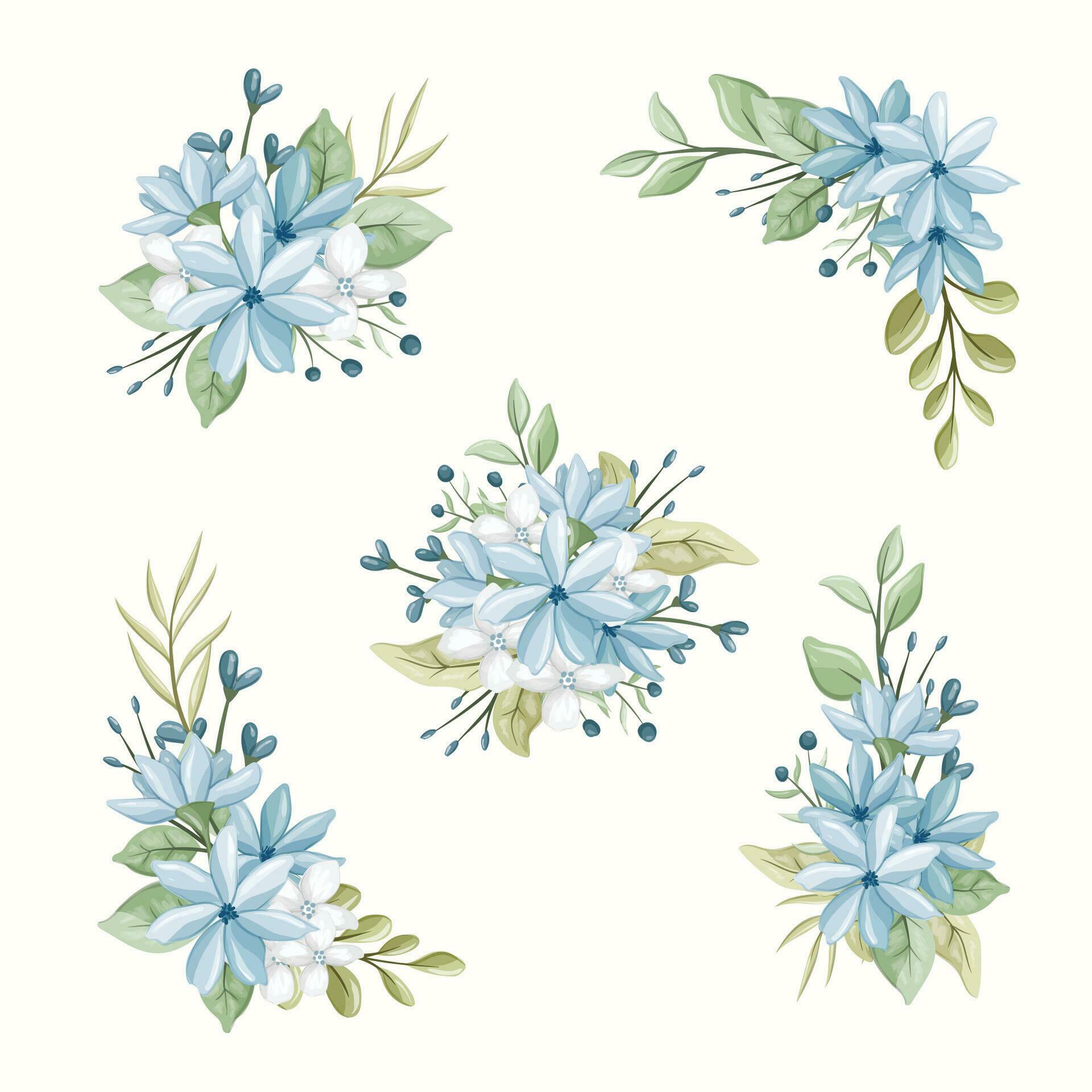 blue flower bouquet collection Stock Free