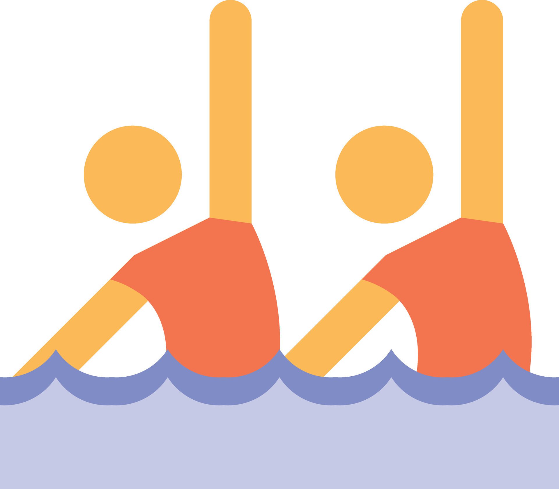 two people in the water with their hands up Free Vector