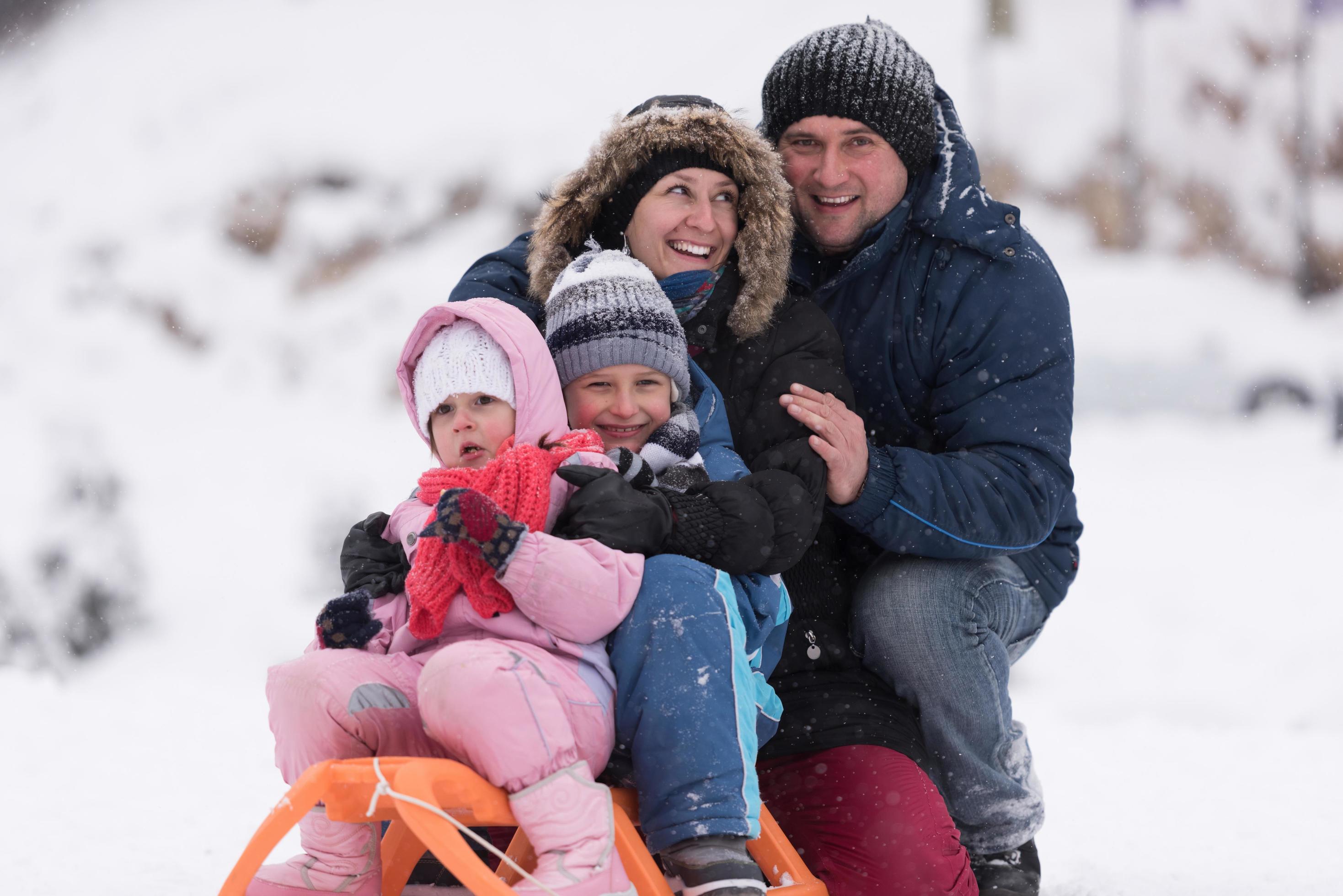 family portrait on winter vacation Stock Free