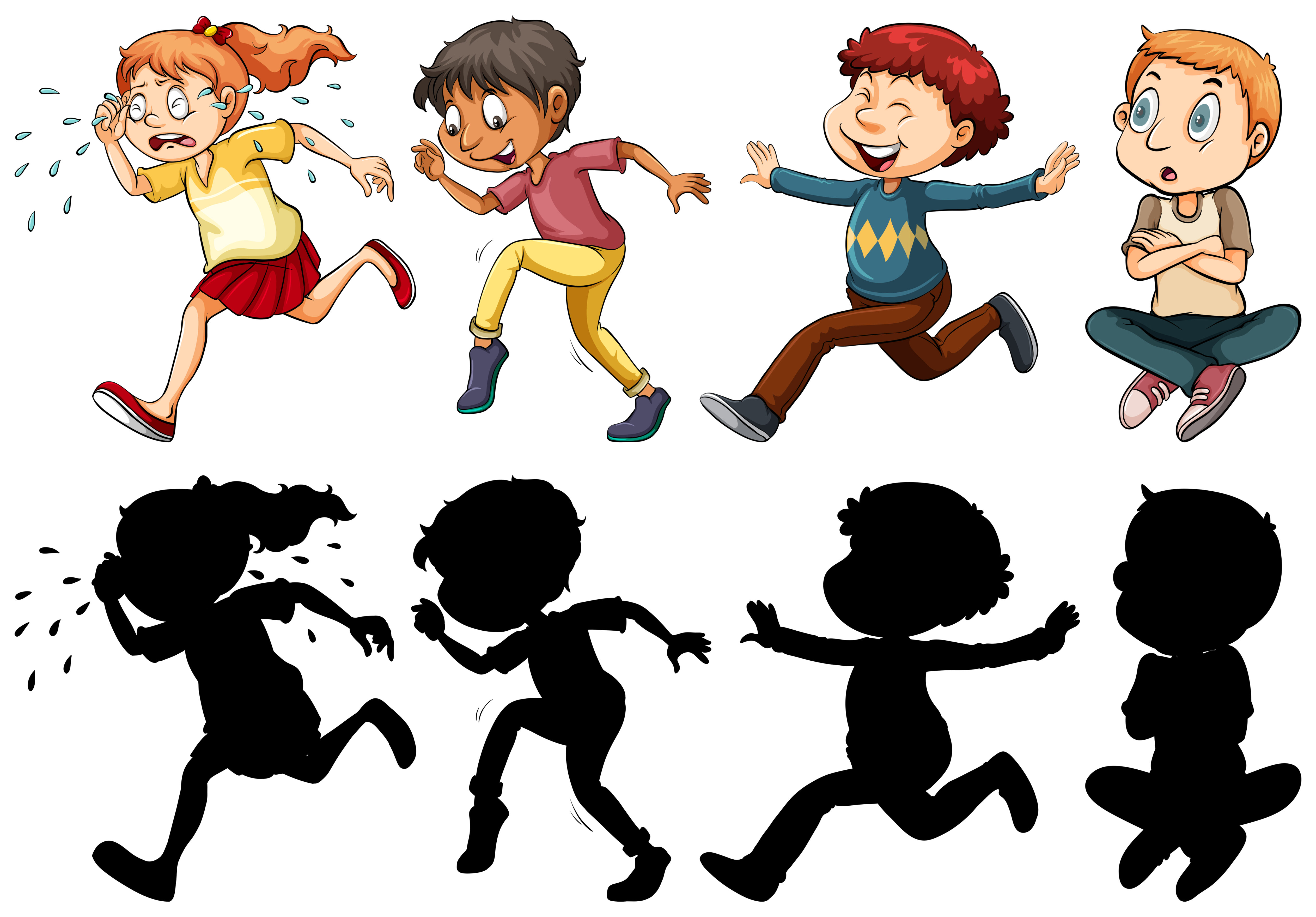 Set of people with different expression Free Vector