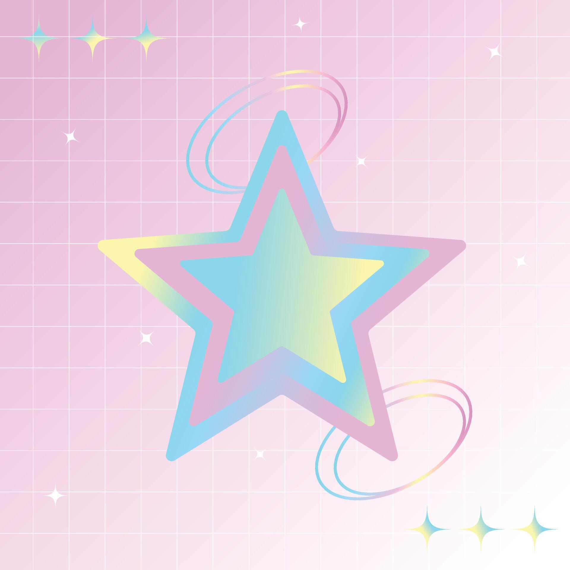 y2k style gradient shape with linear forms and sparkles star aura aesthetic Stock Free