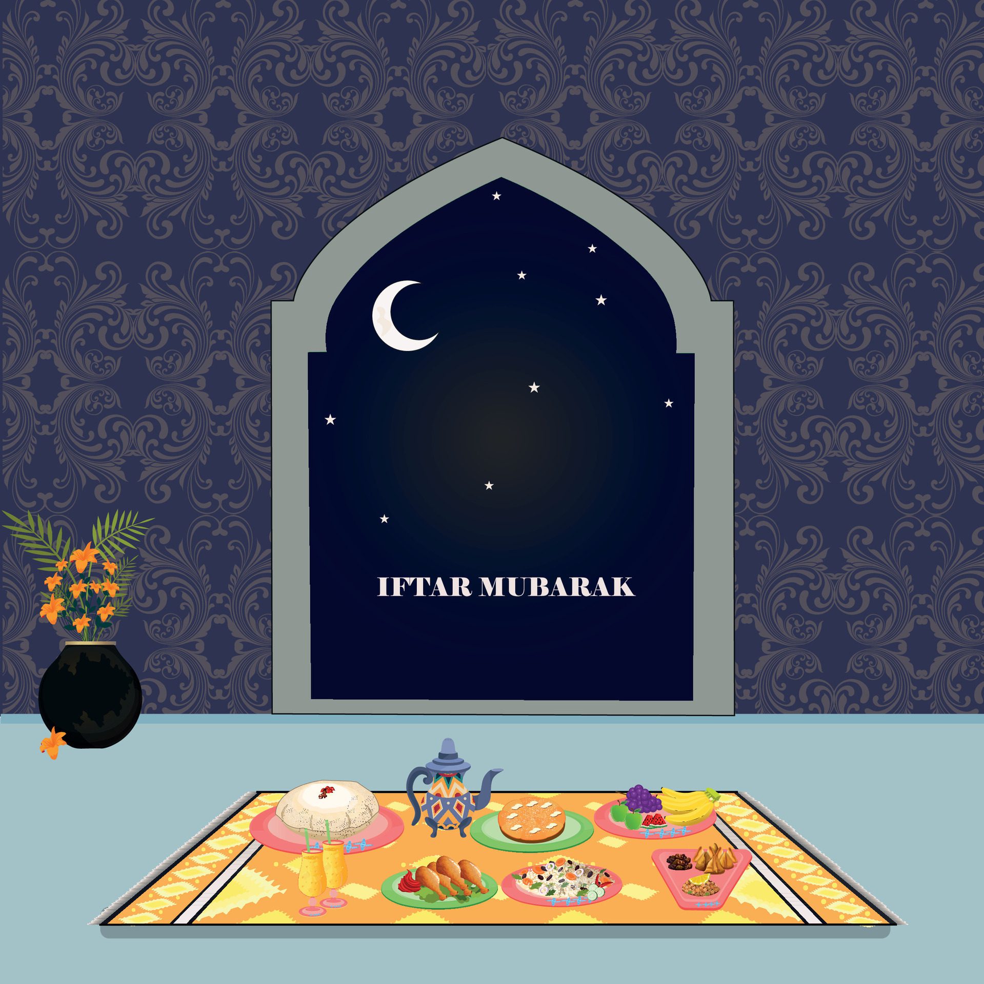 all the people iftar mubarak from all muslims Free Vector