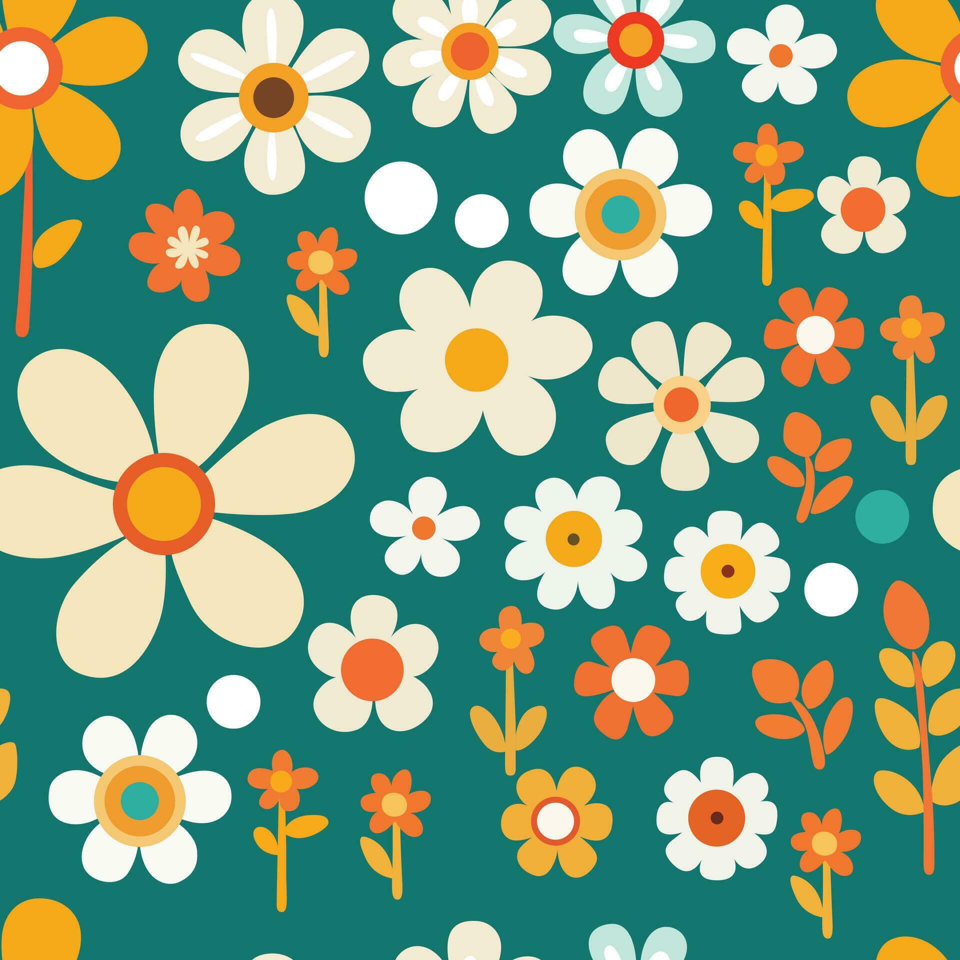 Flowers seamless pattern, vector template Stock Free