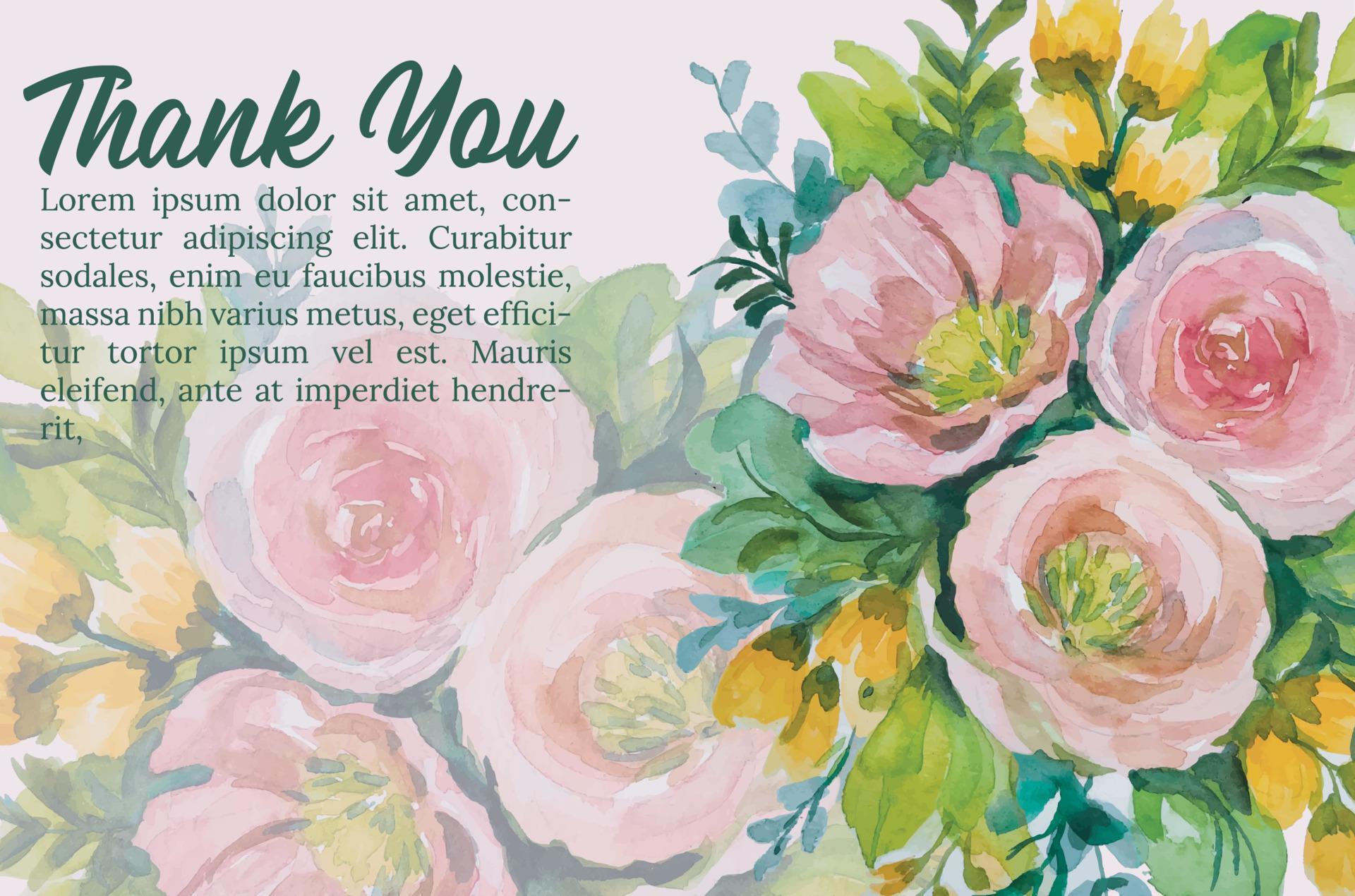 thank you card watercolor flower template Stock Free