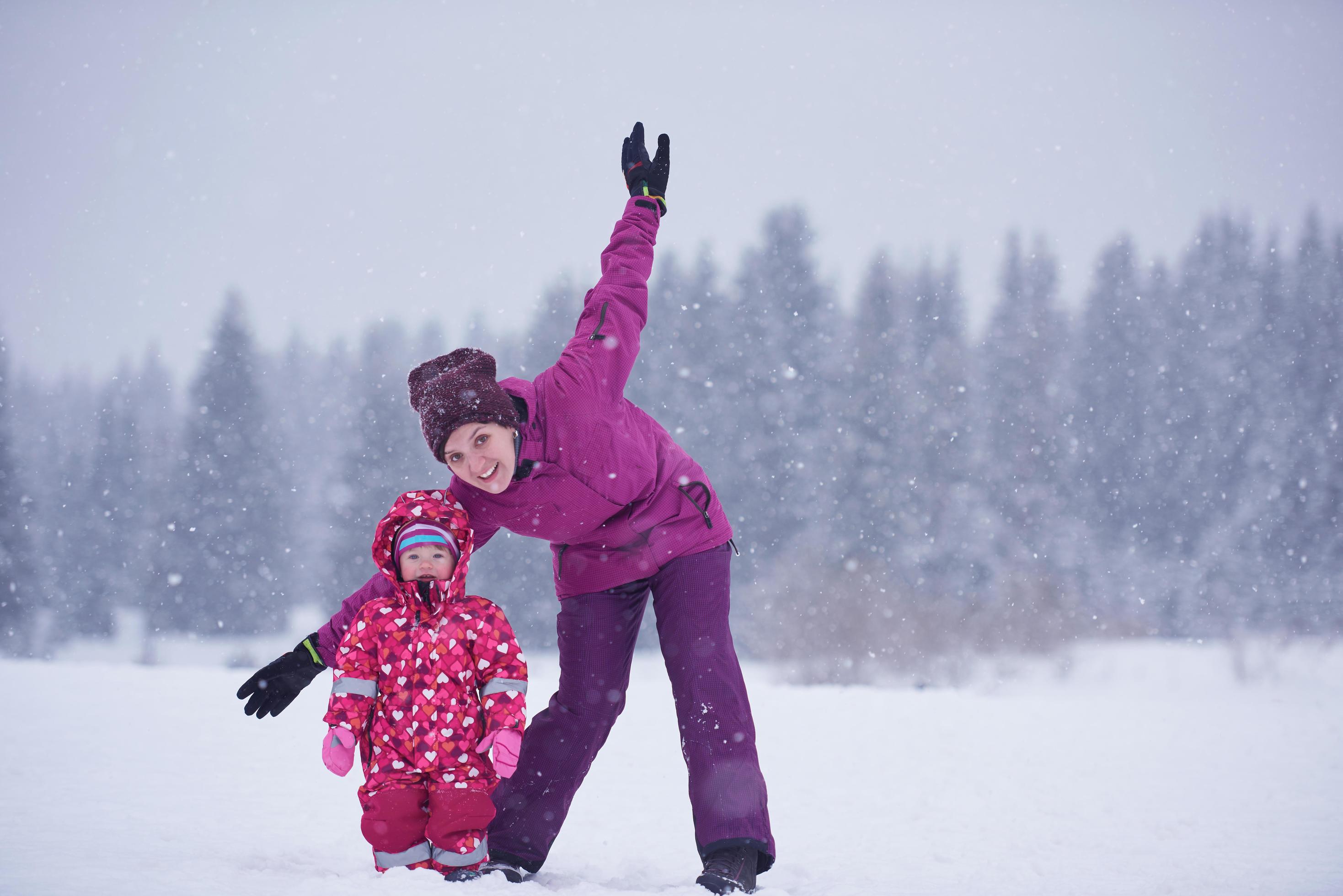 Family in snow Stock Free