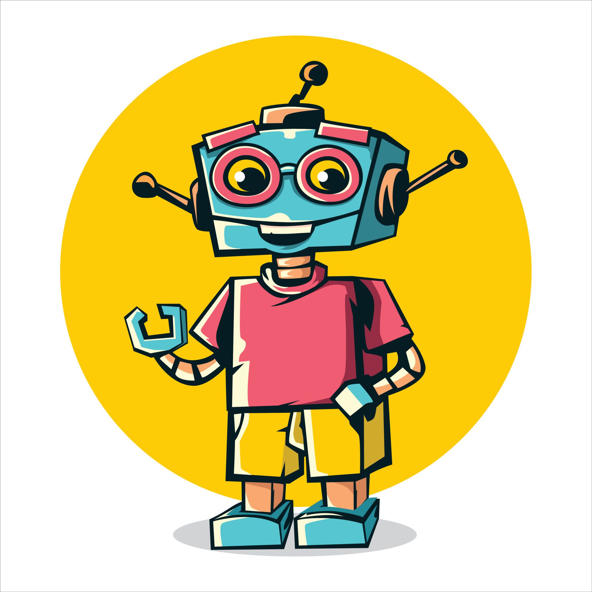 cartoon robot logo in retro style Free Vector