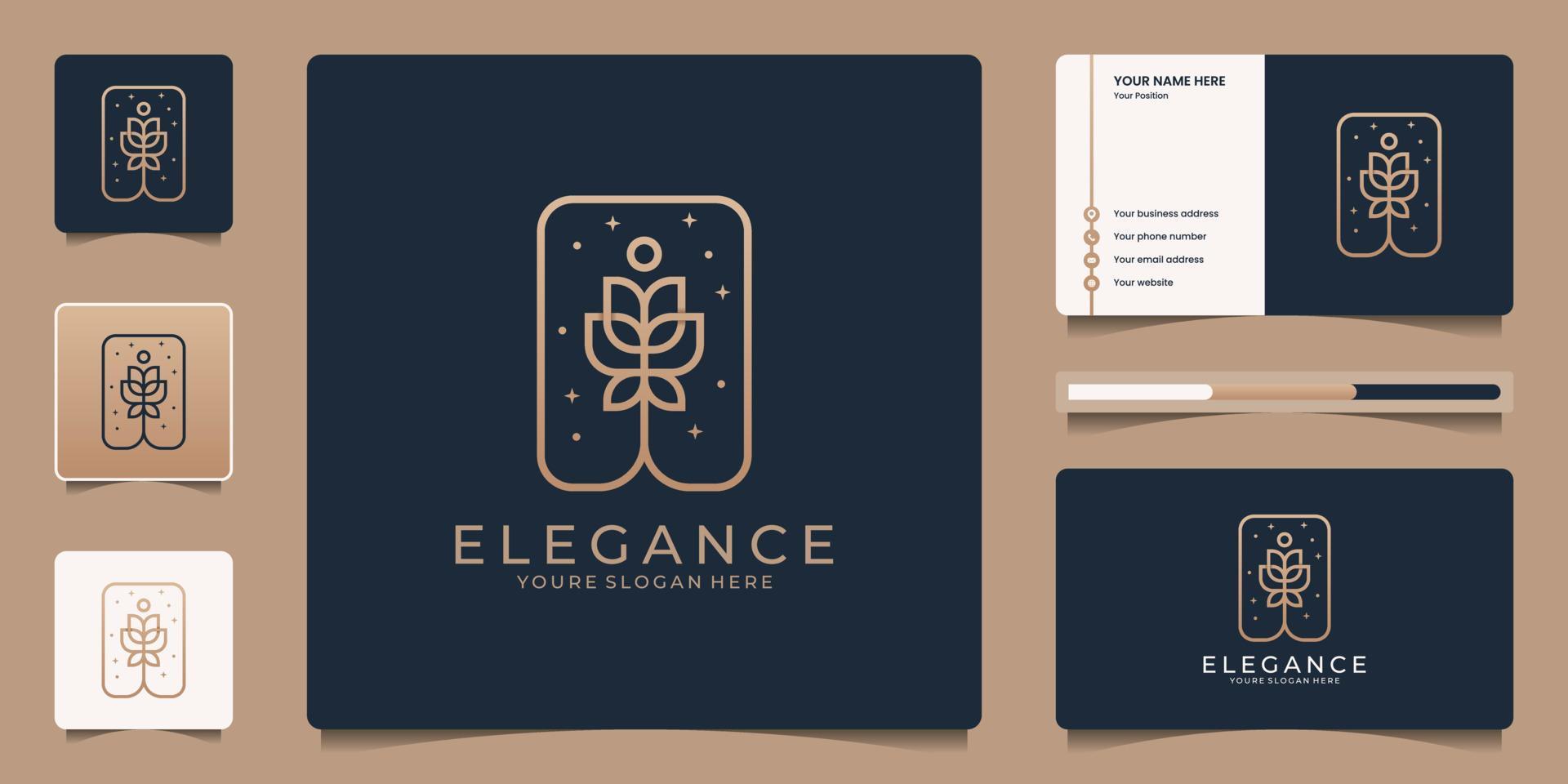 Minimalist elegant flower rose luxury beauty salon, fashion, skincare, cosmetic, yoga and spa products. logo design and business card Stock Free and Free SVG