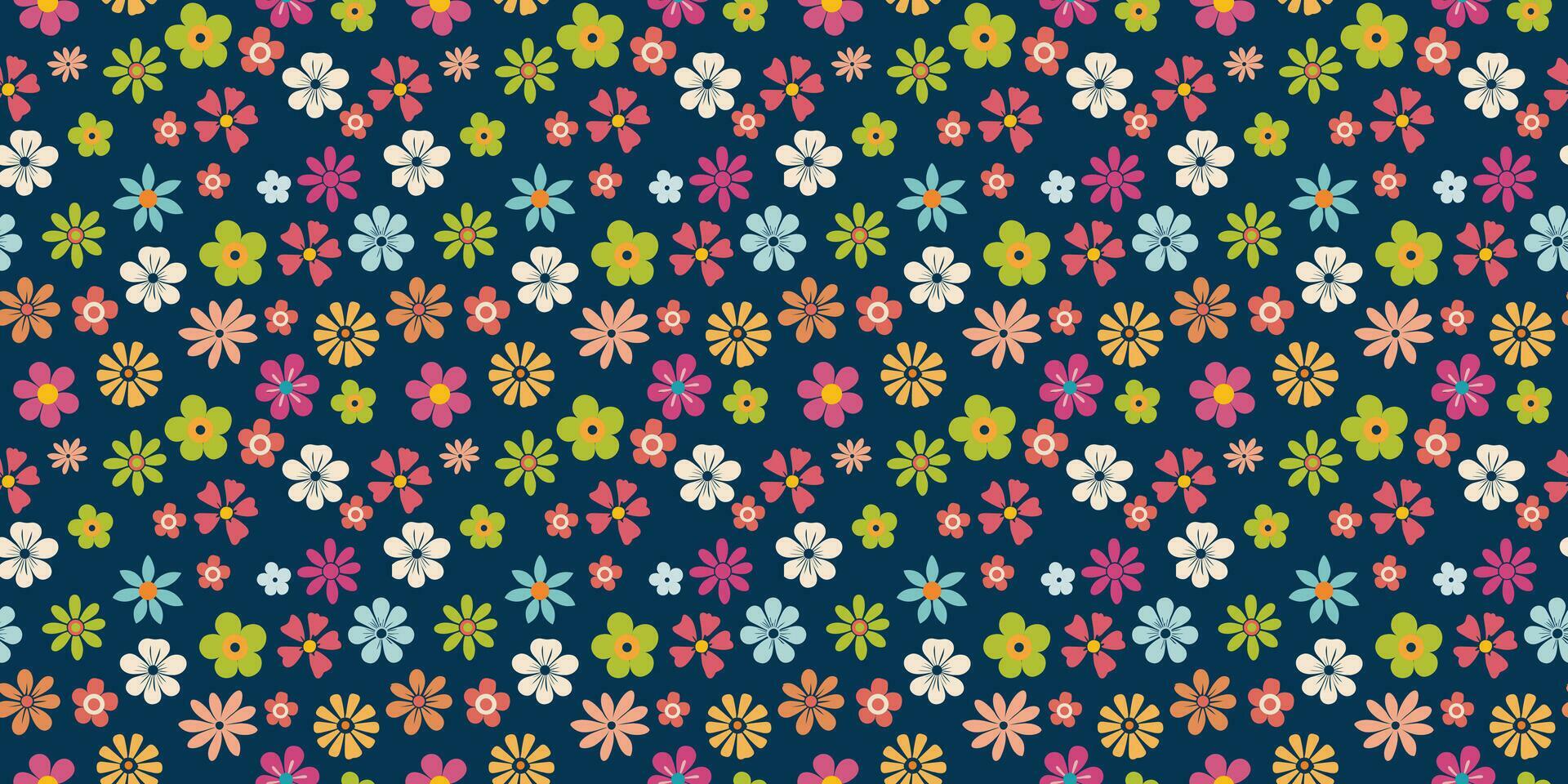 Flat style floral papercraft pattern flowers vector Stock Free