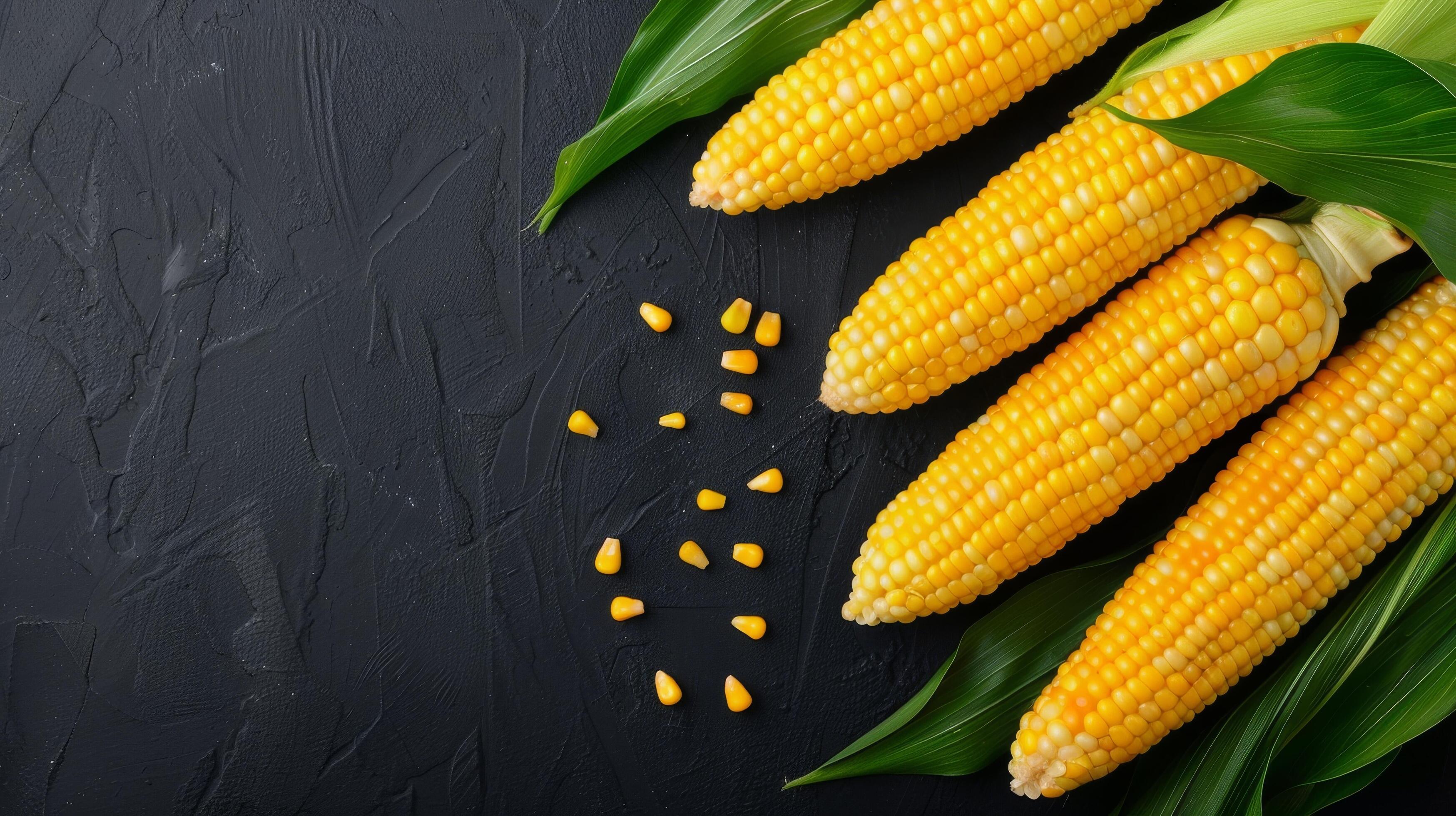 Three Ears Of Corn On A Black Background Stock Free