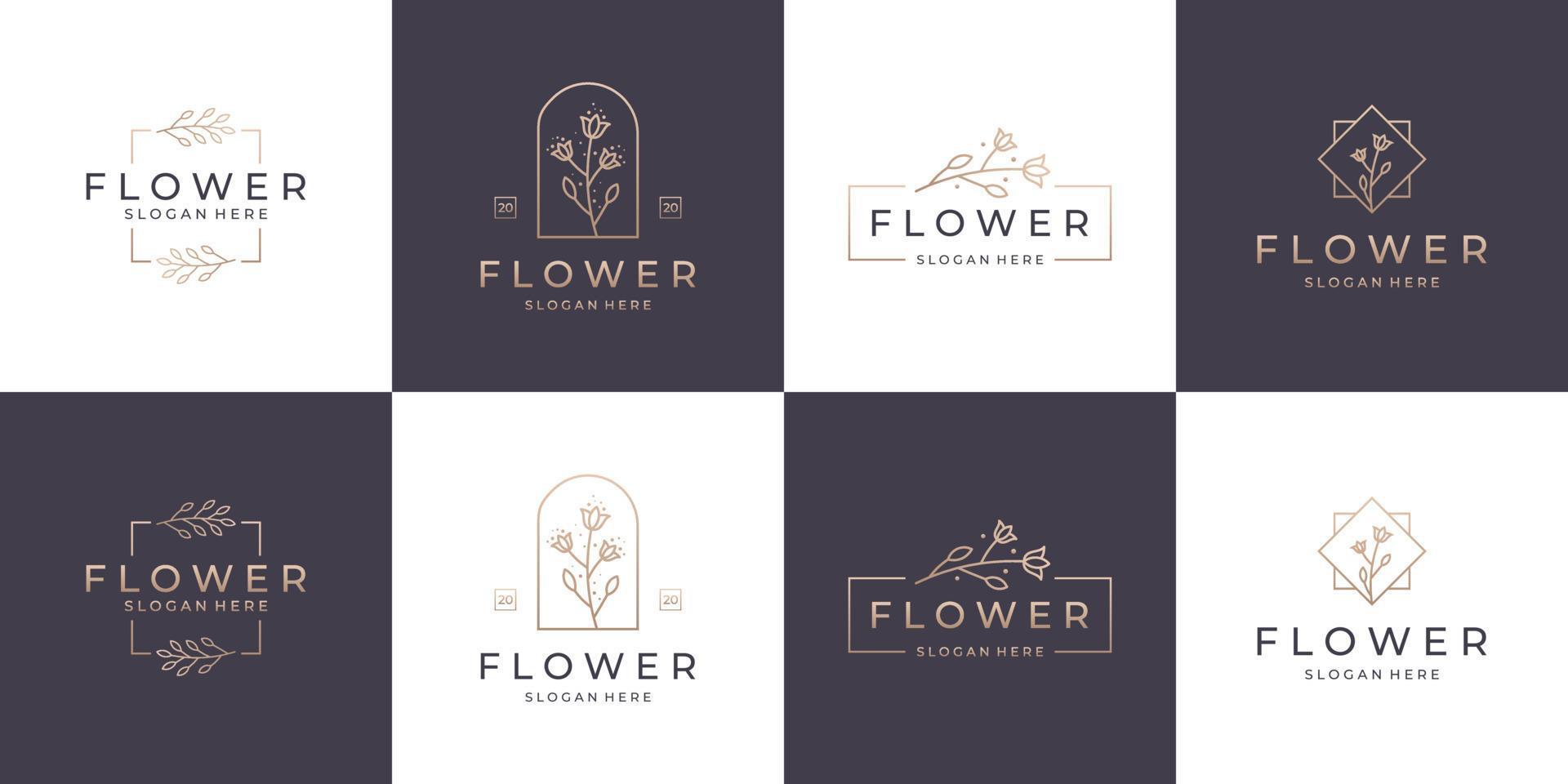 Set collection elegant flower luxury beauty salon, fashion, skincare, cosmetic, yoga and spa products Stock Free and Free SVG