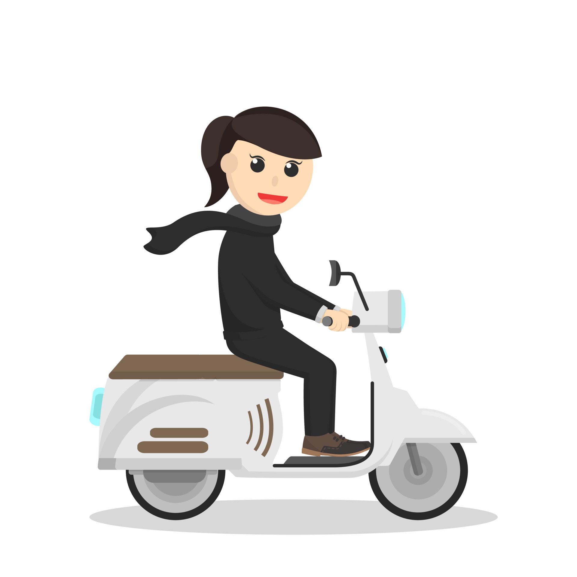 business woman secretary riding a scooter go to office design character on white background Free Vector