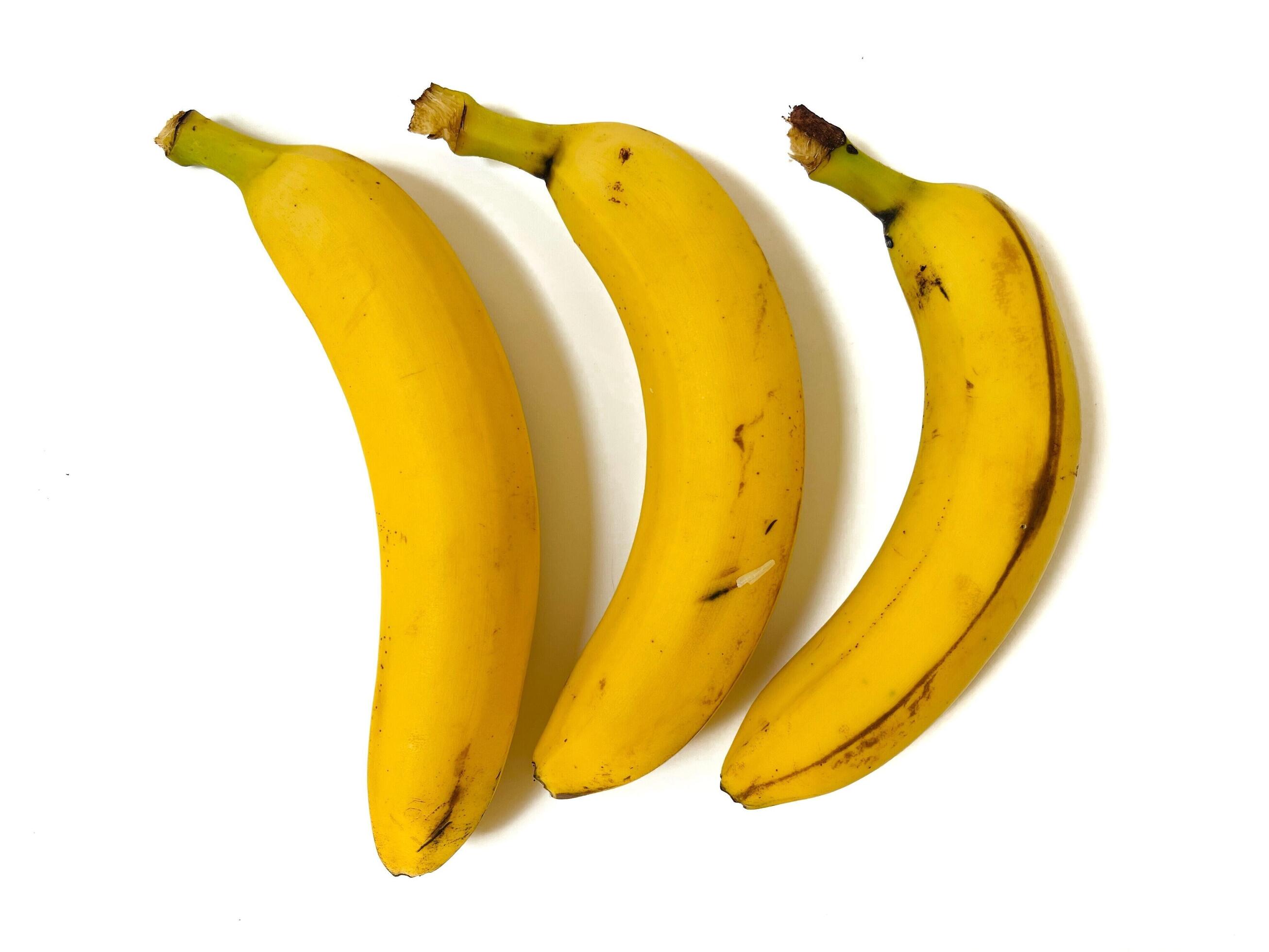 Ripe bananas isolated on white background with clipping path and full depth of field Stock Free