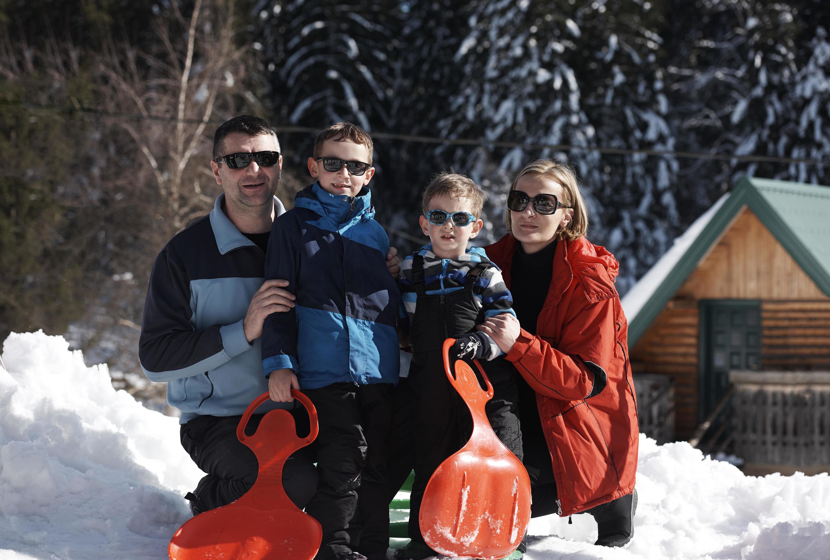 family portrait at beautiful winter day Stock Free