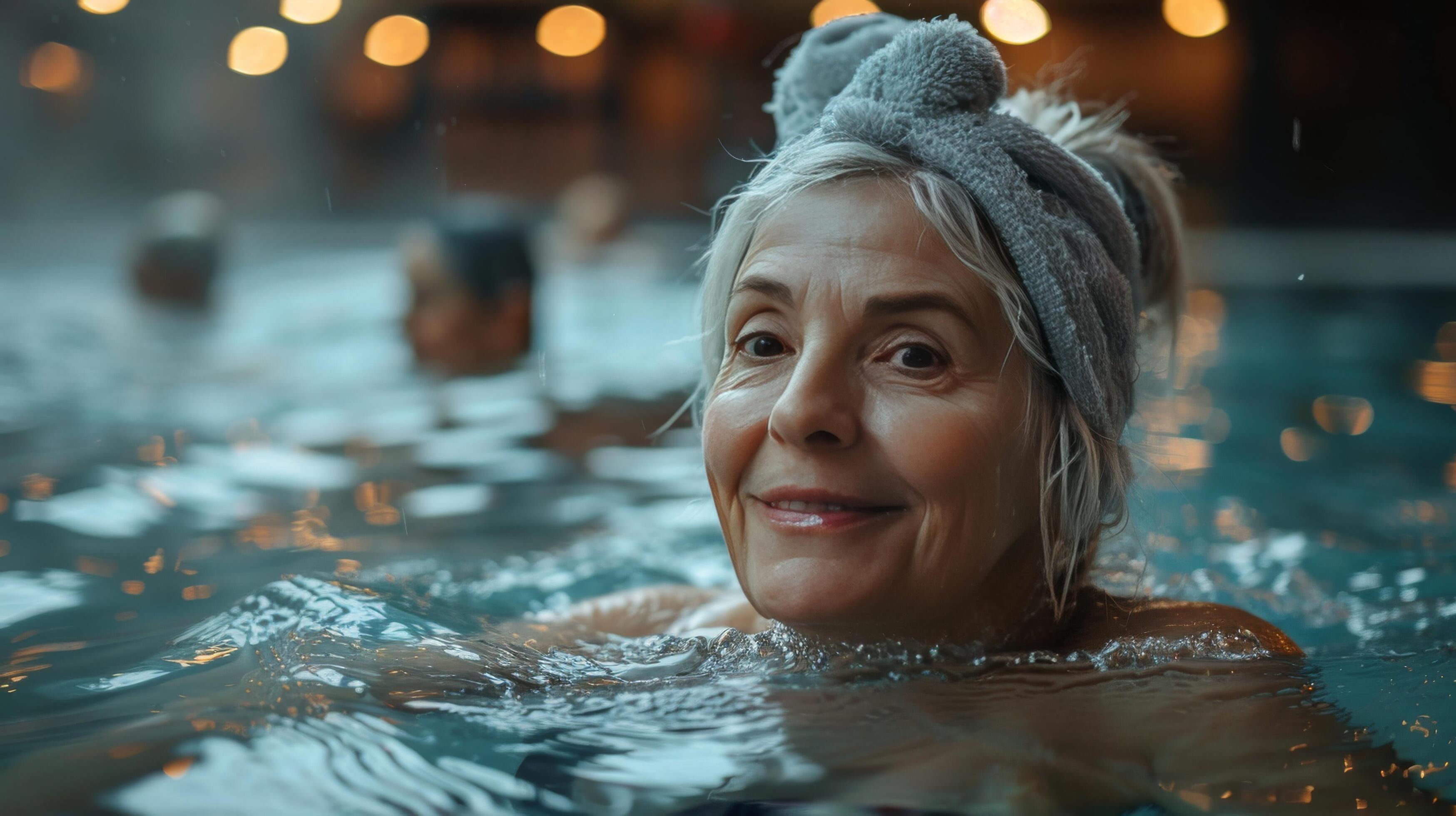 Woman Smiling in Water Stock Free