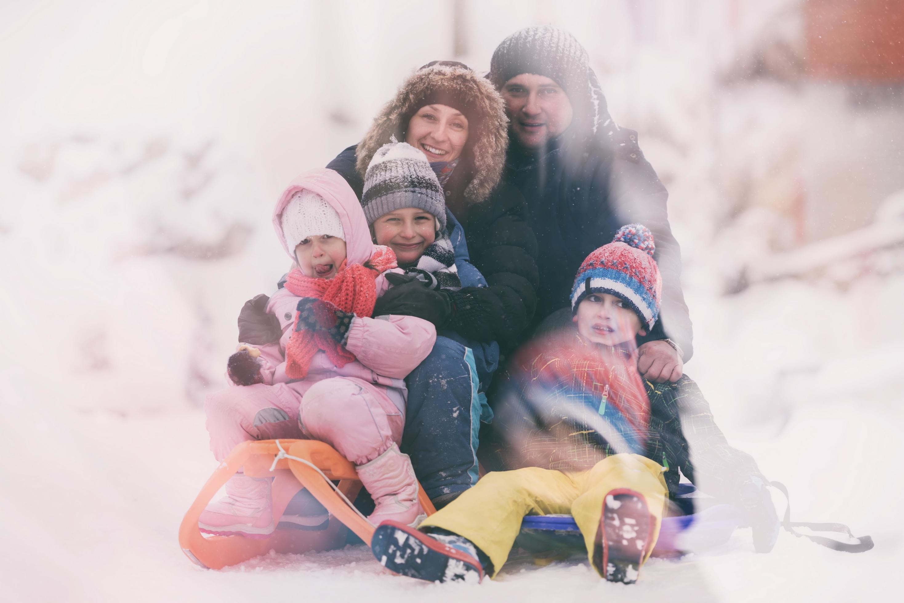 family portrait on winter vacation Stock Free