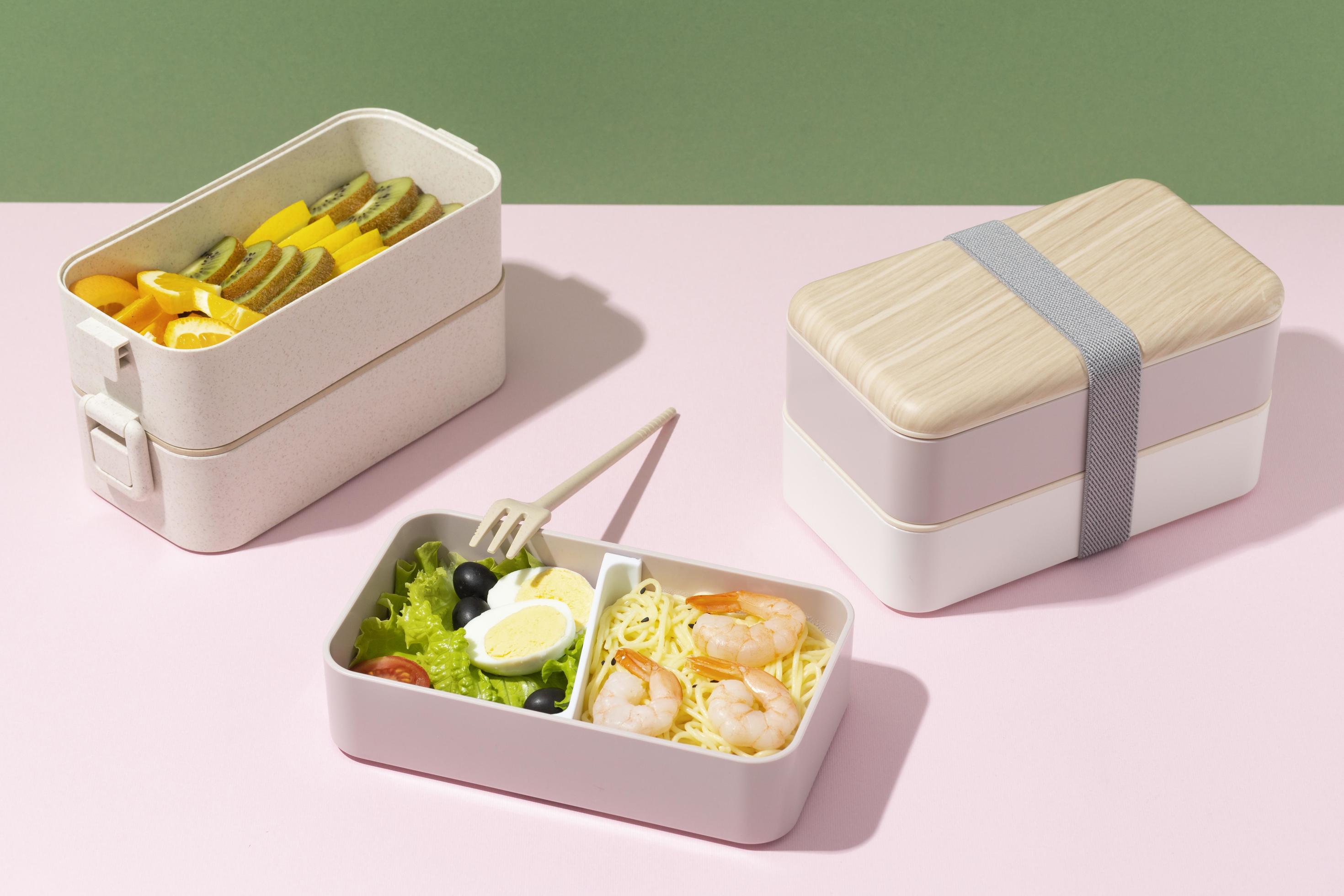 Top view composition food Japanese bento box Stock Free