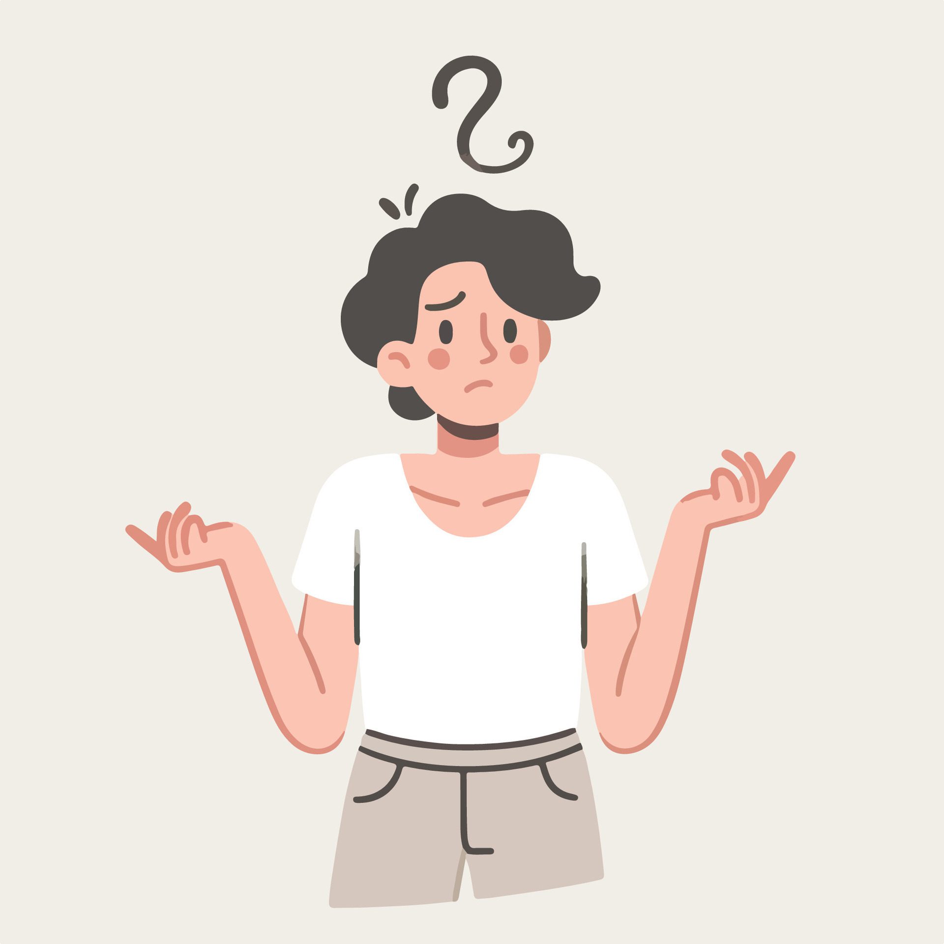 People have curious expressions and question marks are floating around their heads. flat design style vector illustration Free Vector