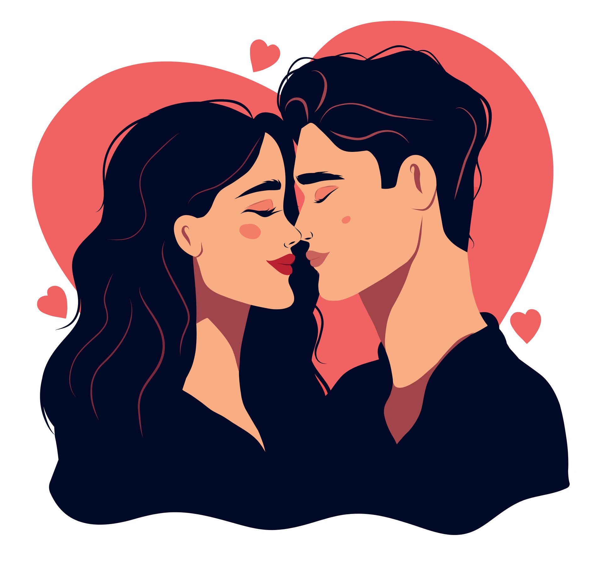 A couple in love, a girl and a guy, people celebrate Valentine’s Day on February 14. illustration in flat style on a white background Free Vector