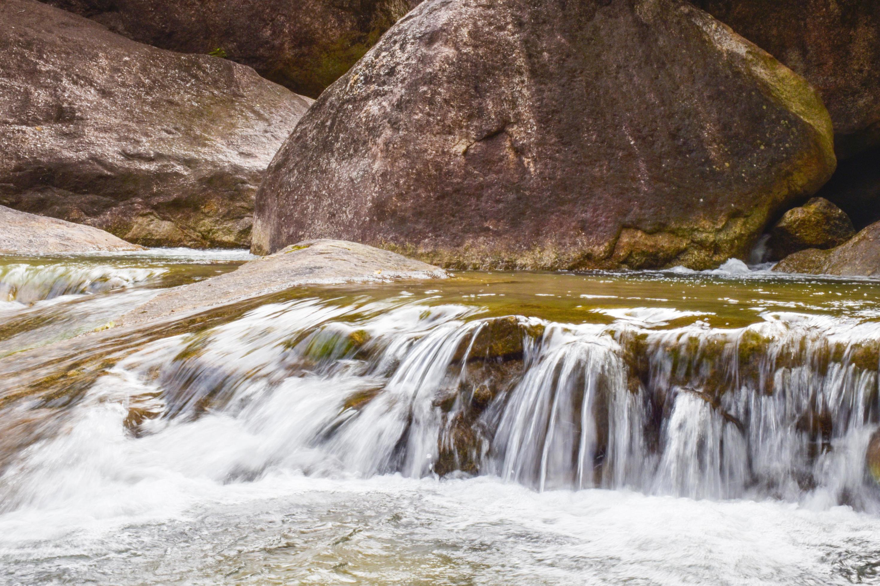 waterfal beauty nature and rock stone in south Thailand Stock Free