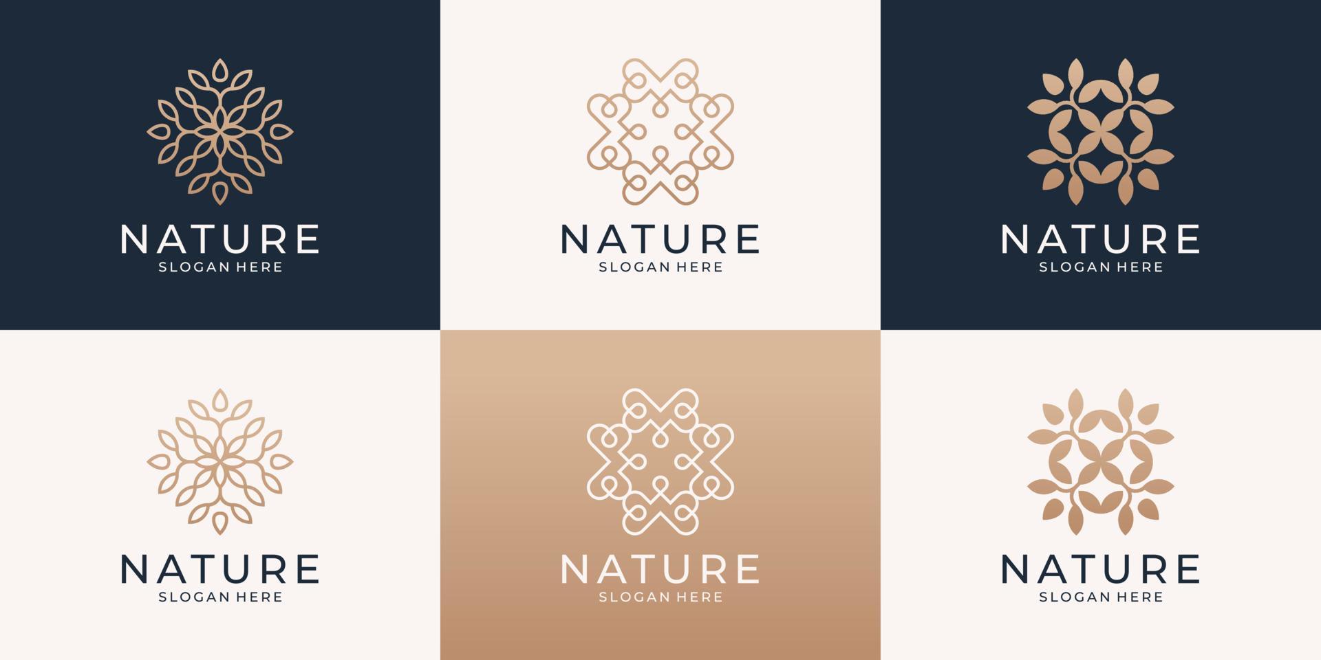 Set of minimalist abstract flower logo. luxury beauty salon, fashion, skin care, cosmetic, yoga and spa products logo templates. Stock Free and Free SVG