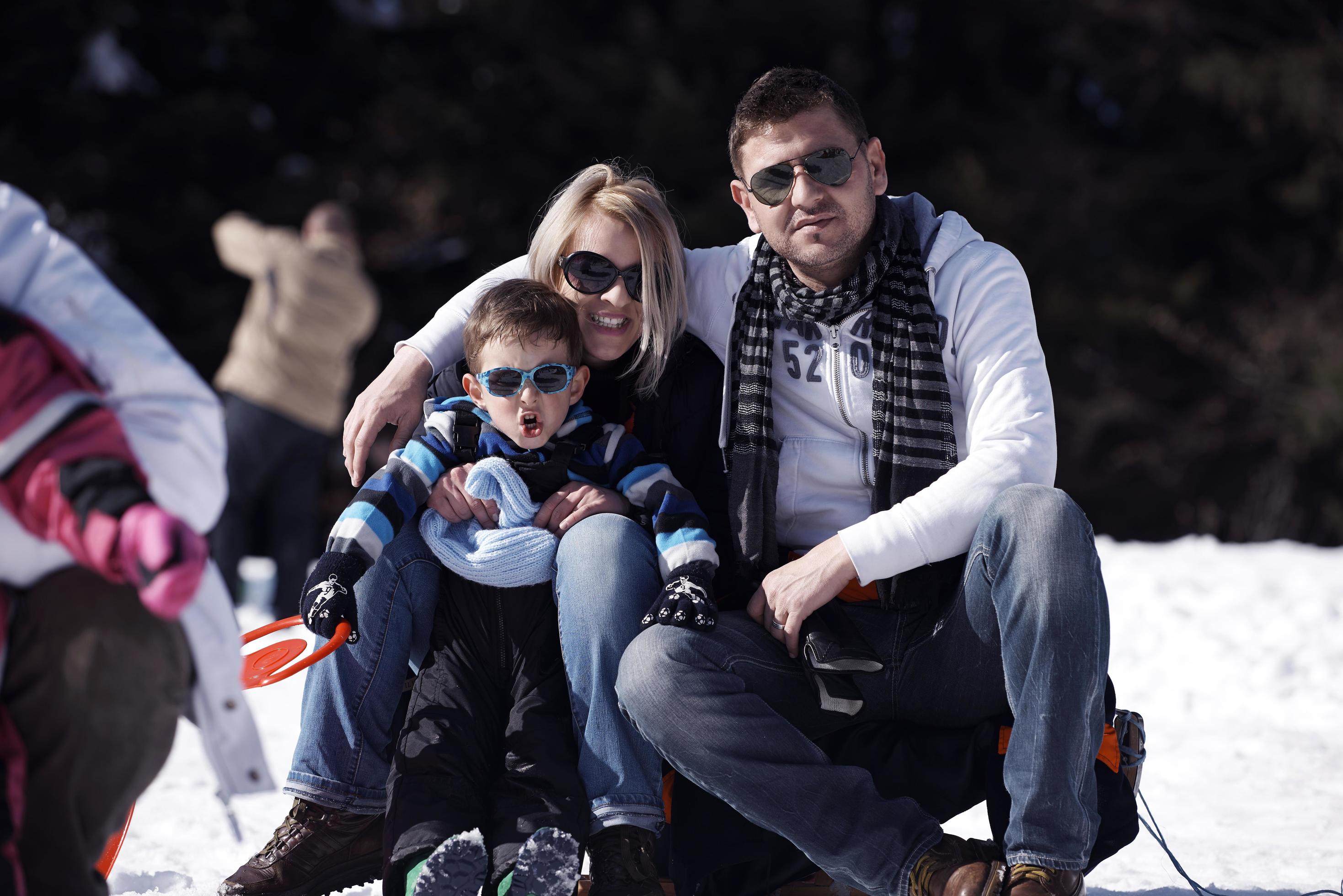 family portrait at beautiful winter day Stock Free