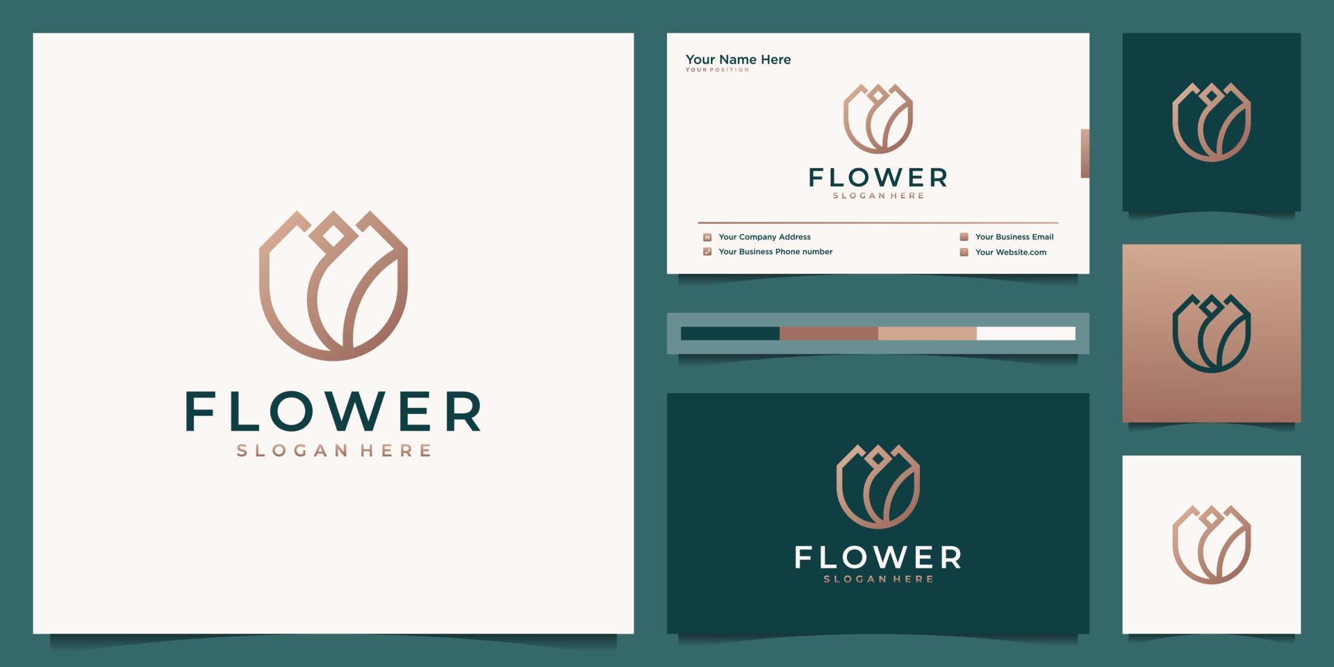 flower rose luxury beauty salon, fashion, skincare, cosmetic, yoga and spa products. logo design and business card Stock Free and Free SVG